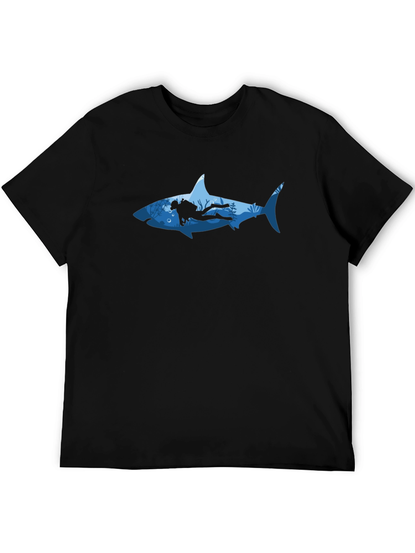 Diver Shark Graphic Tee - Ocean Lover Shirt