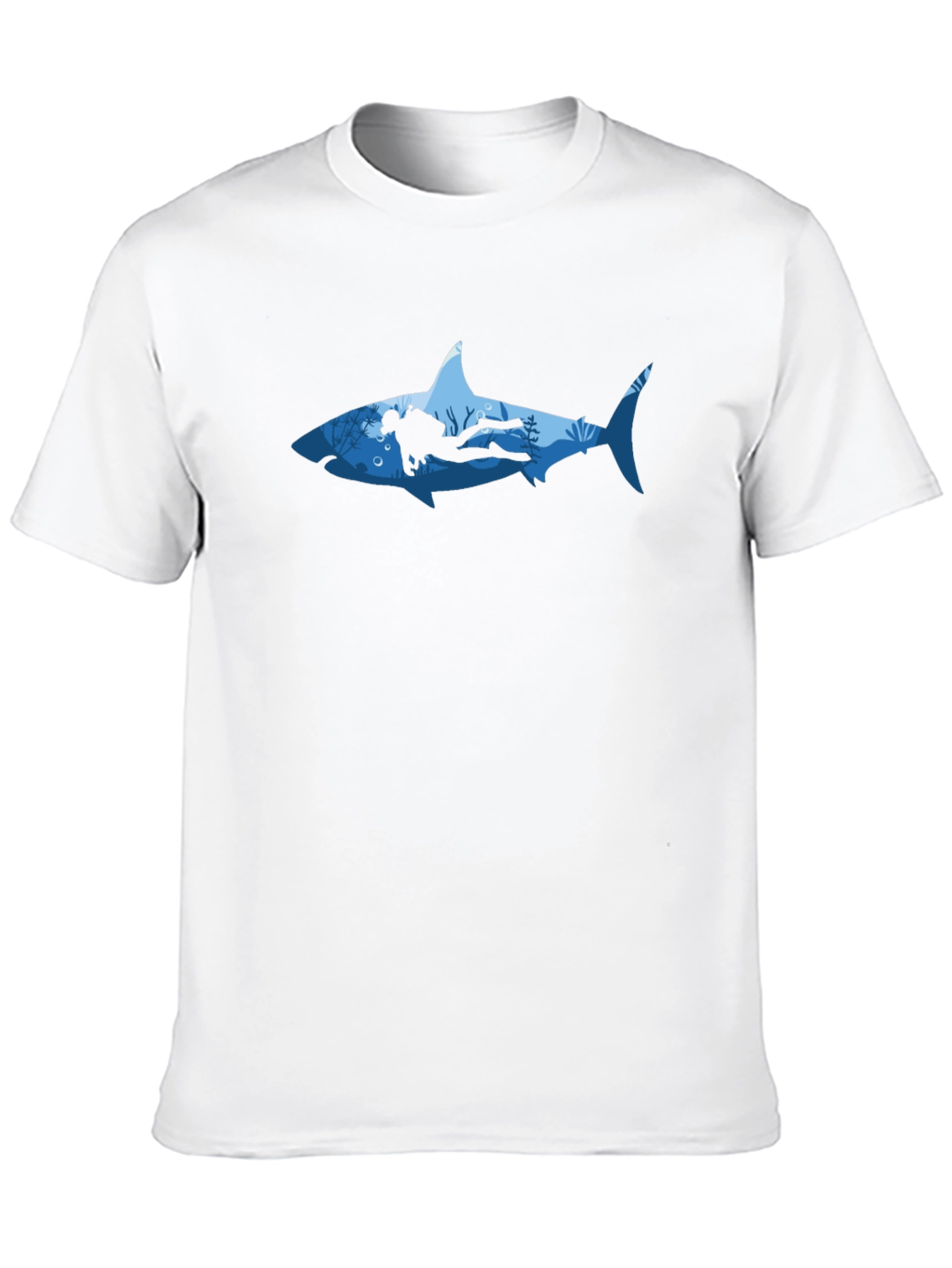 Diver Shark Graphic Tee - Ocean Lover Shirt