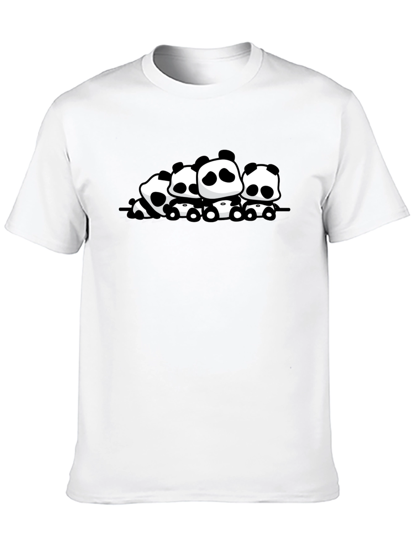 Cute Panda Family Graphic Black T-Shirt