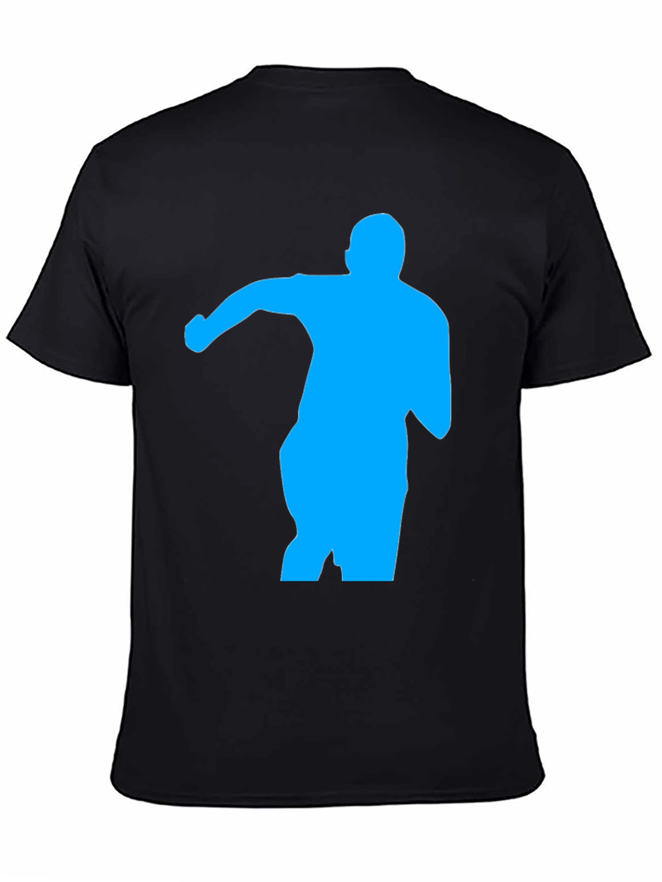 Mens Black T-Shirt with Blue Silhouette Graphic
