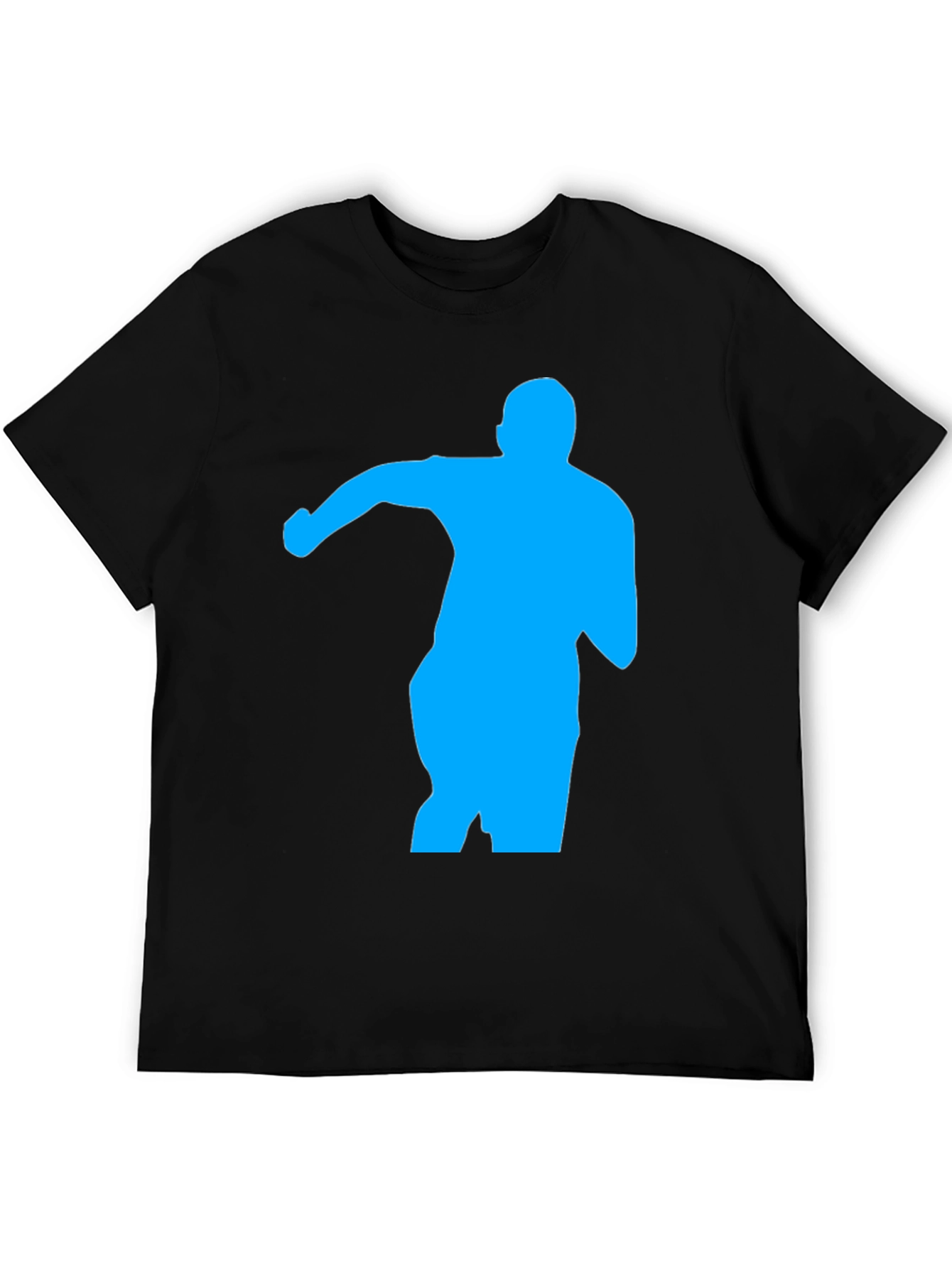 Mens Black T-Shirt with Blue Silhouette Graphic