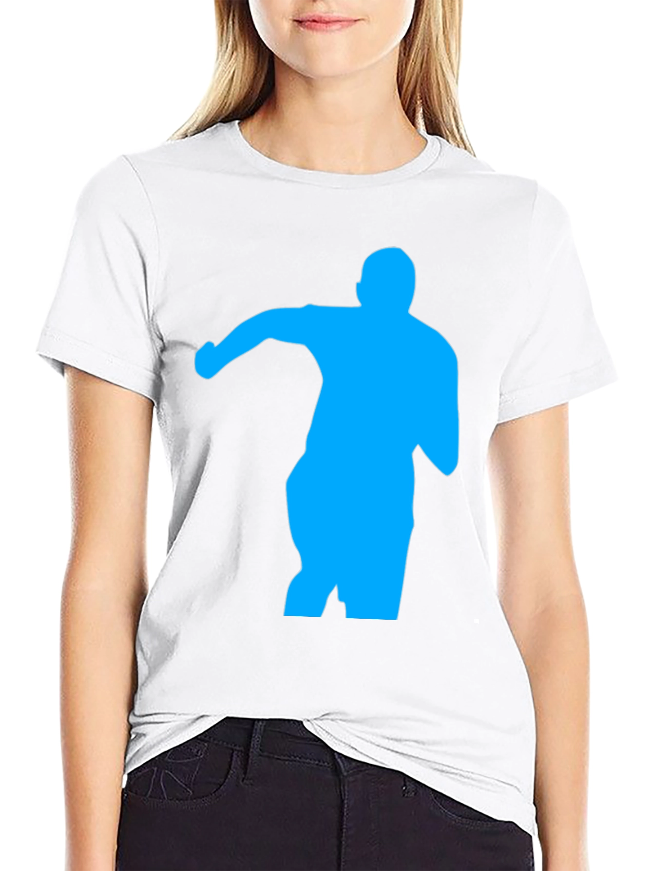 Mens Black T-Shirt with Blue Silhouette Graphic