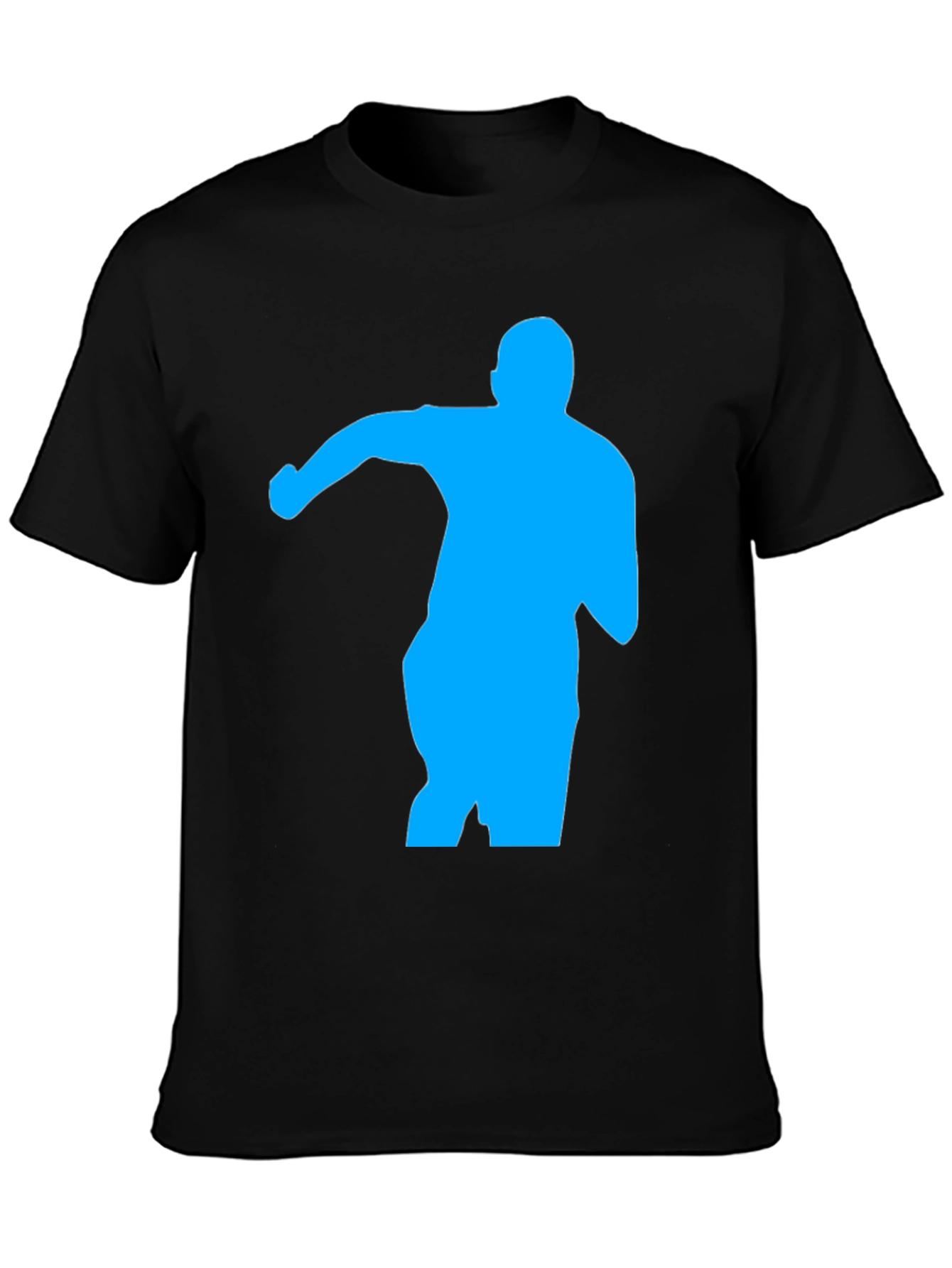Mens Black T-Shirt with Blue Silhouette Graphic