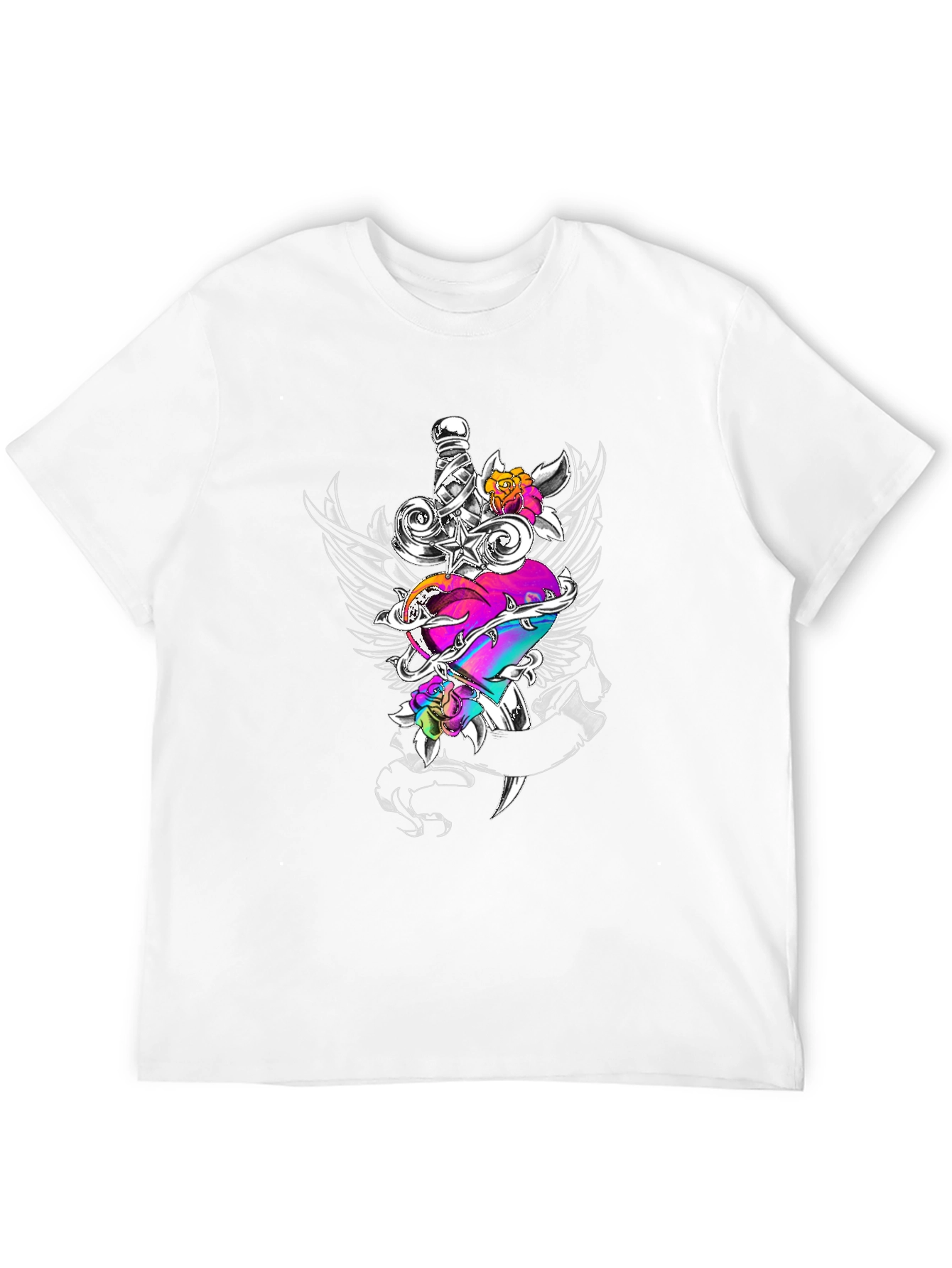 Heart Dagger Graphic Tee - Black