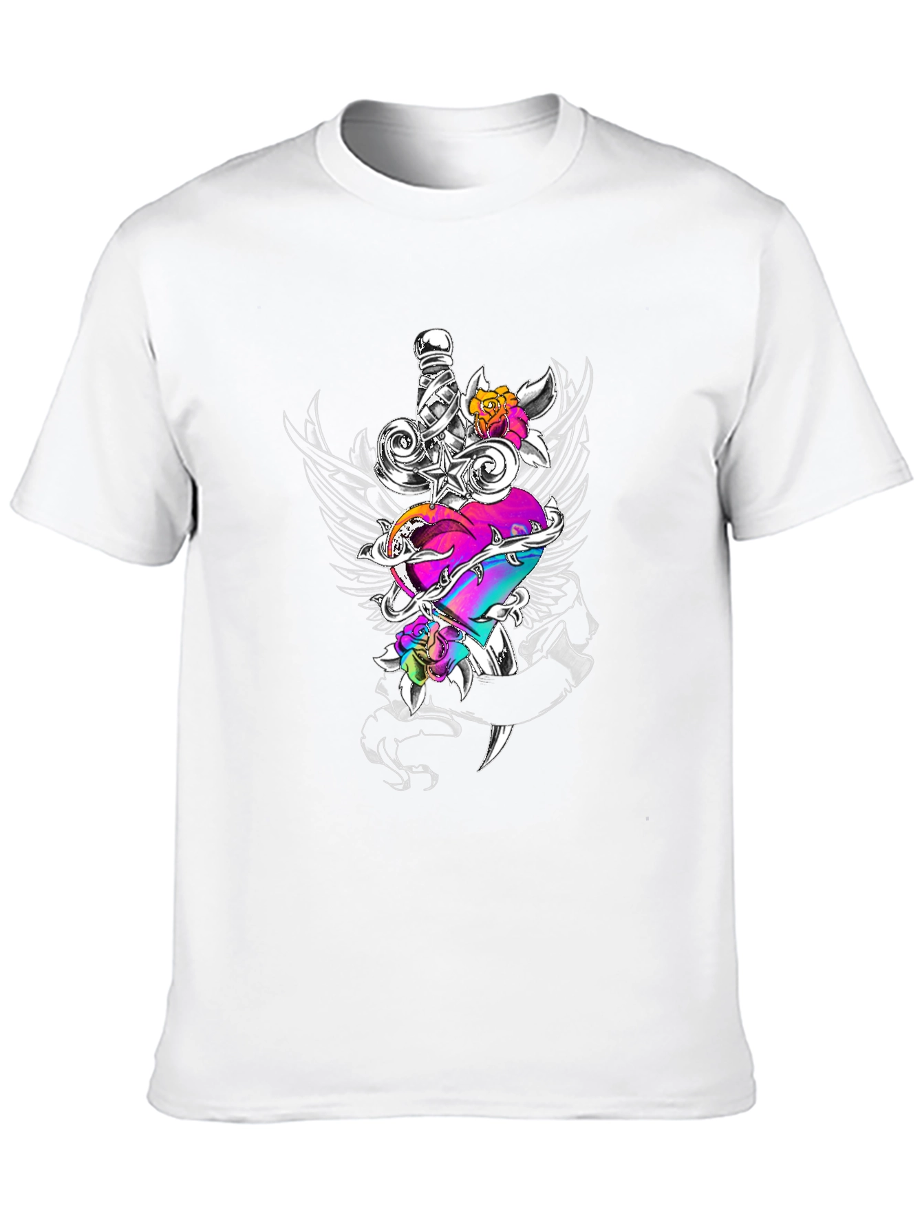 Heart Dagger Graphic Tee - Black
