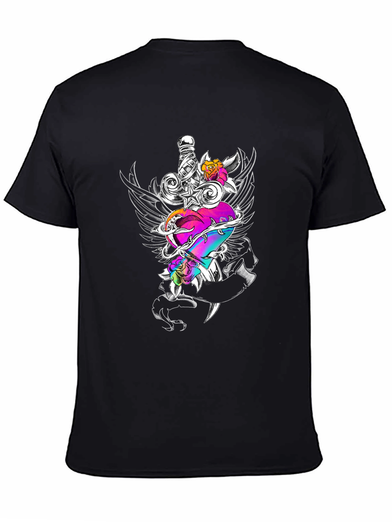 Heart Dagger Graphic Tee - Black
