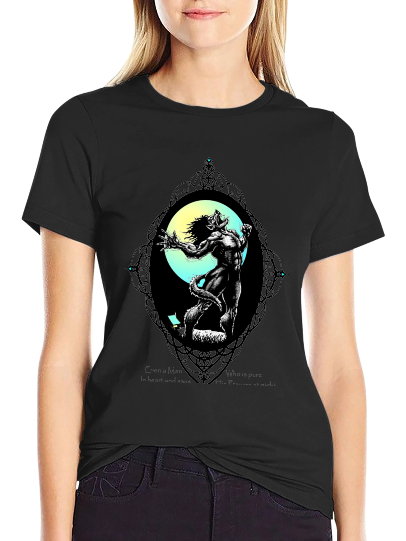 Werewolf Moon Graphic T-Shirt - Black