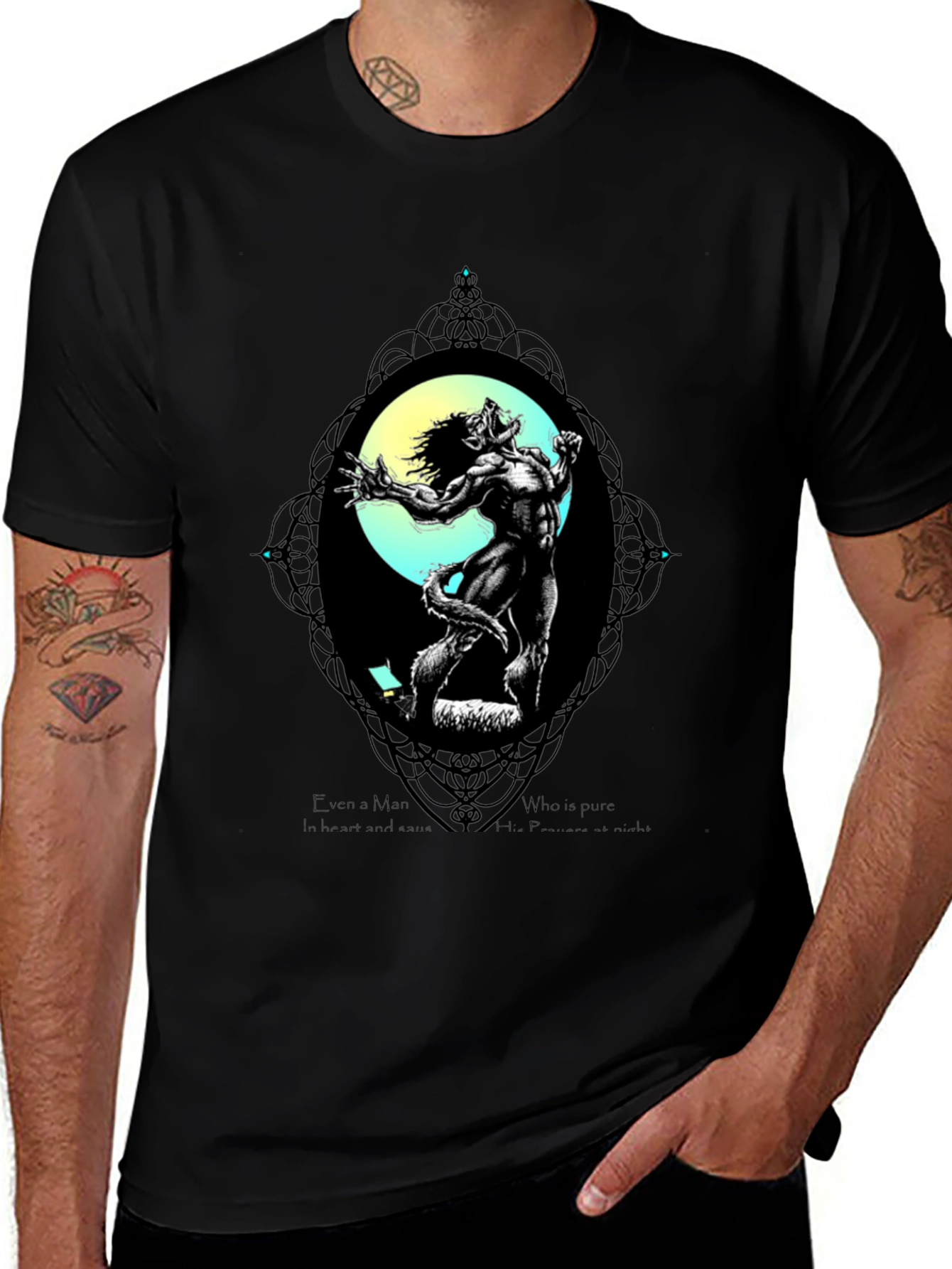 Werewolf Moon Graphic T-Shirt - Black