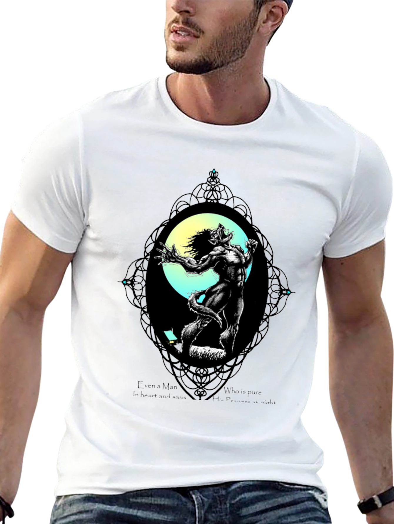 Werewolf Moon Graphic T-Shirt - Black