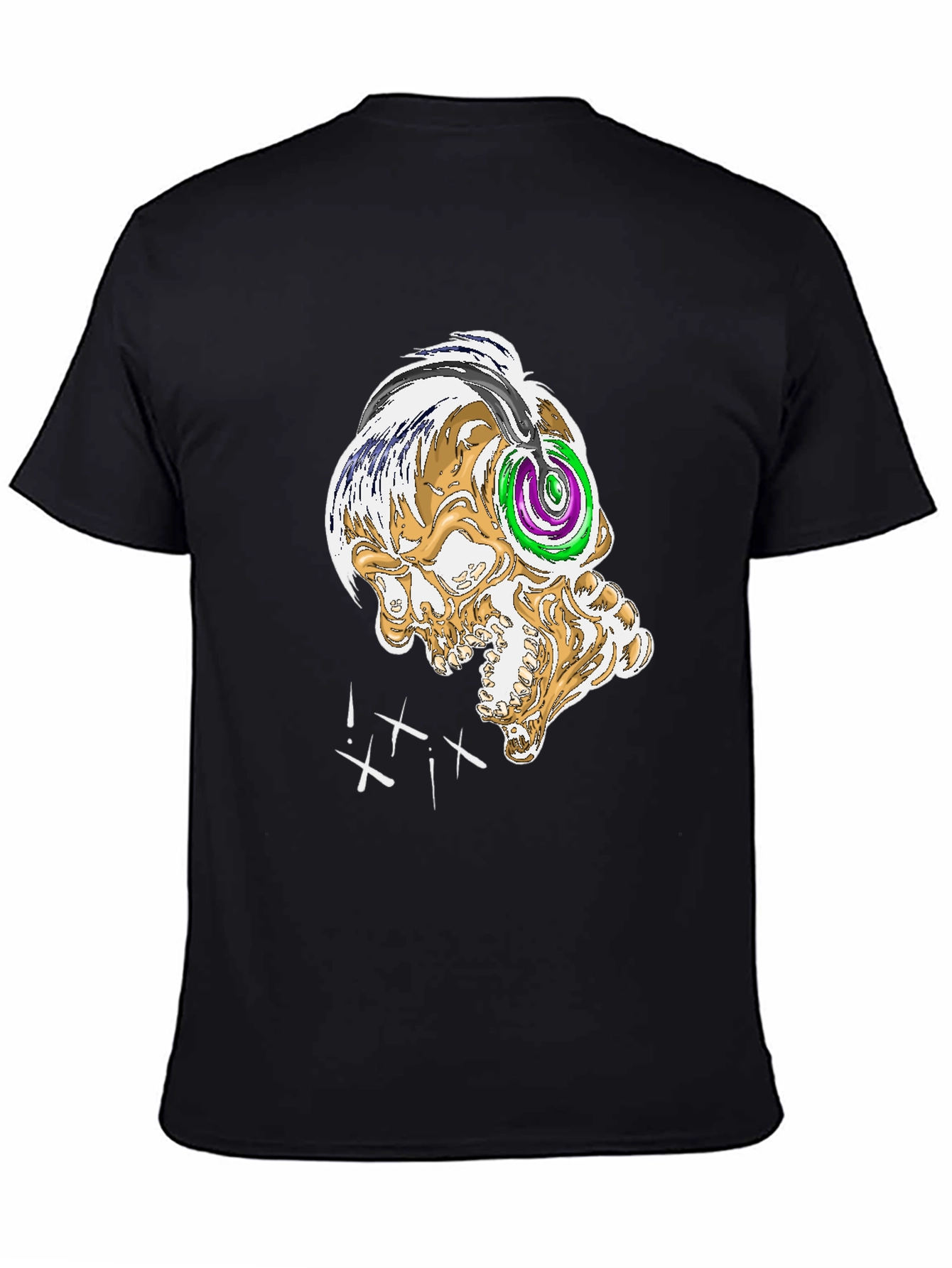 Skull Graphic Tee - Black Crew Neck