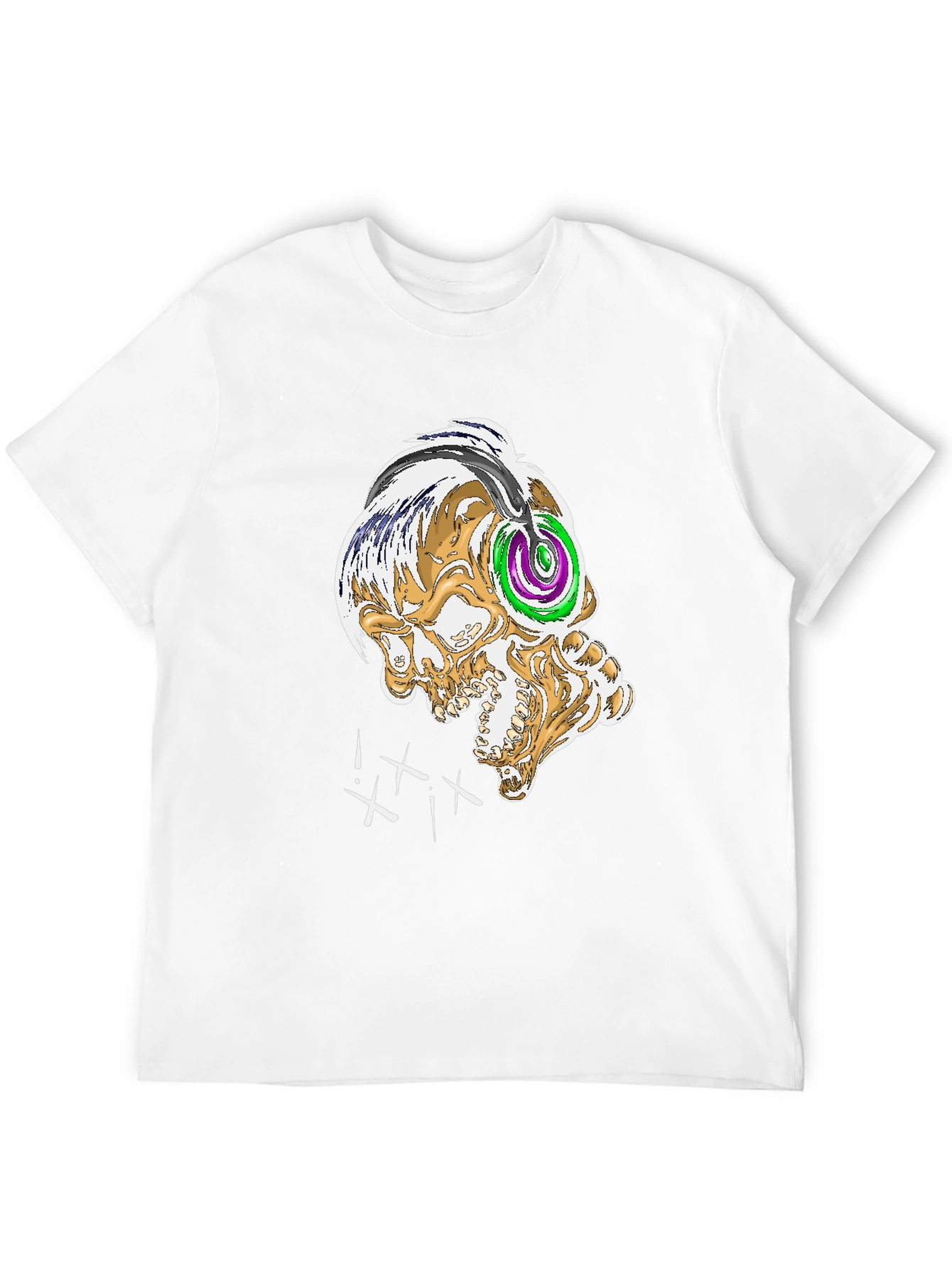 Skull Graphic Tee - Black Crew Neck