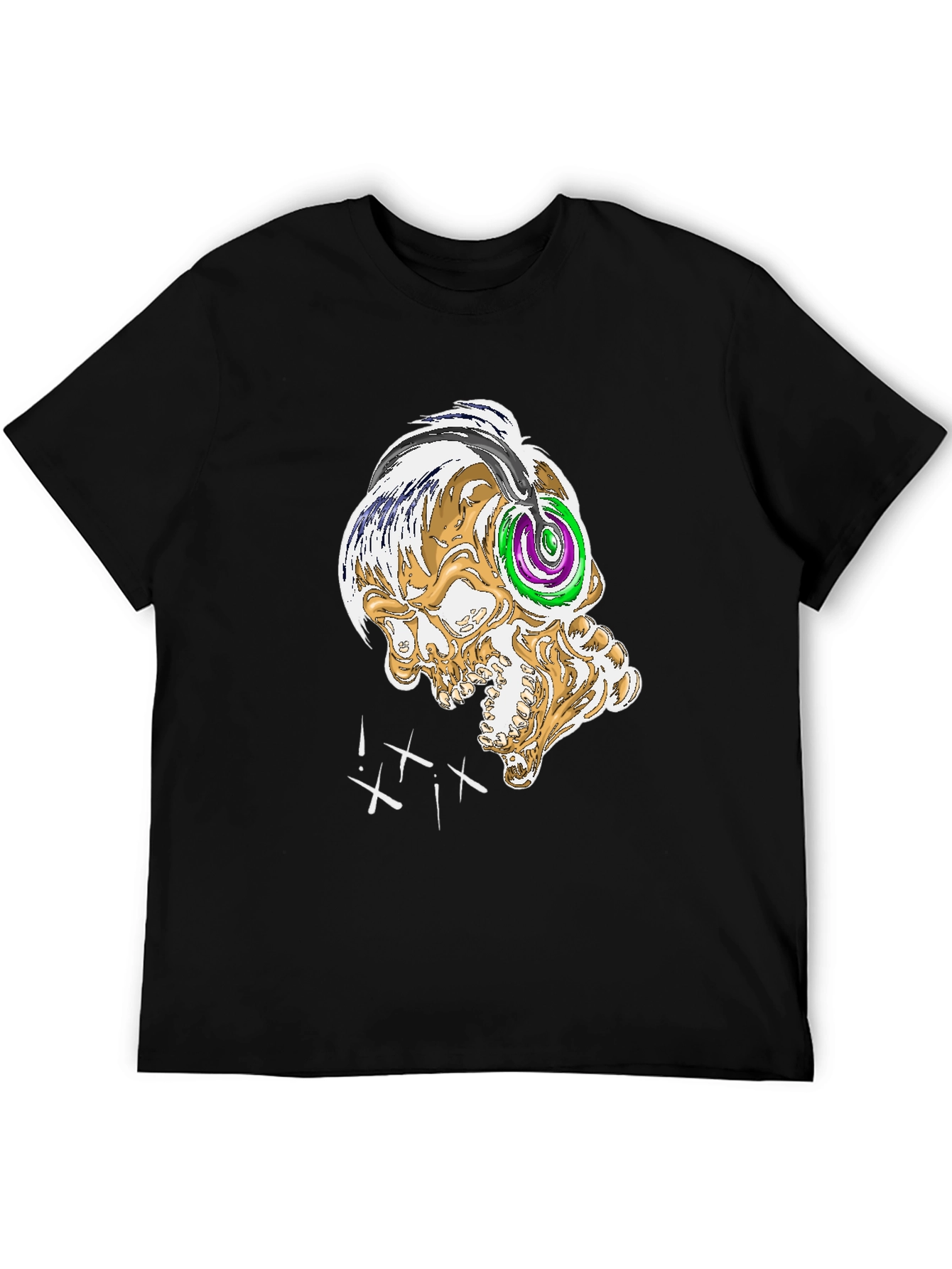 Skull Graphic Tee - Black Crew Neck