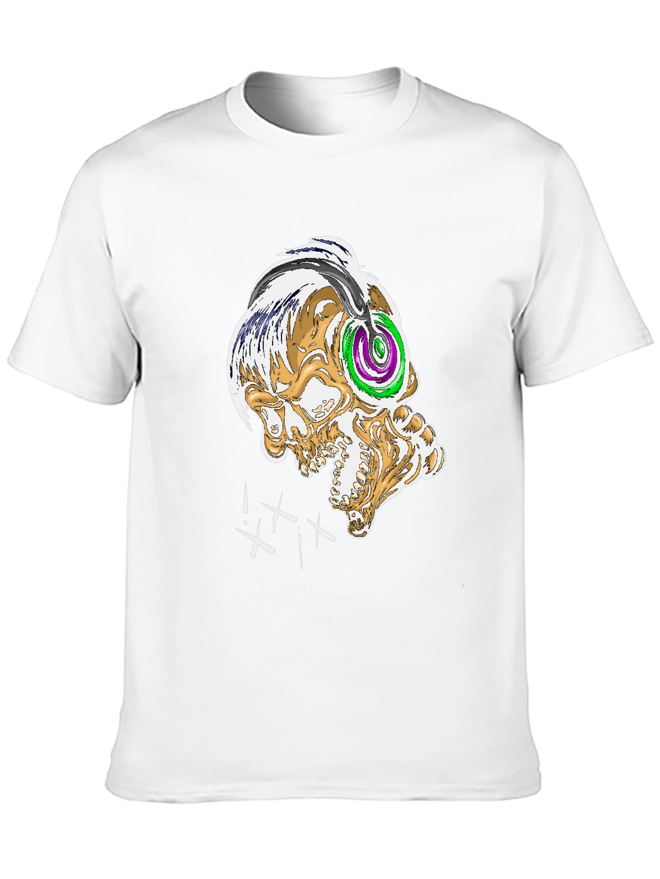Skull Graphic Tee - Black Crew Neck