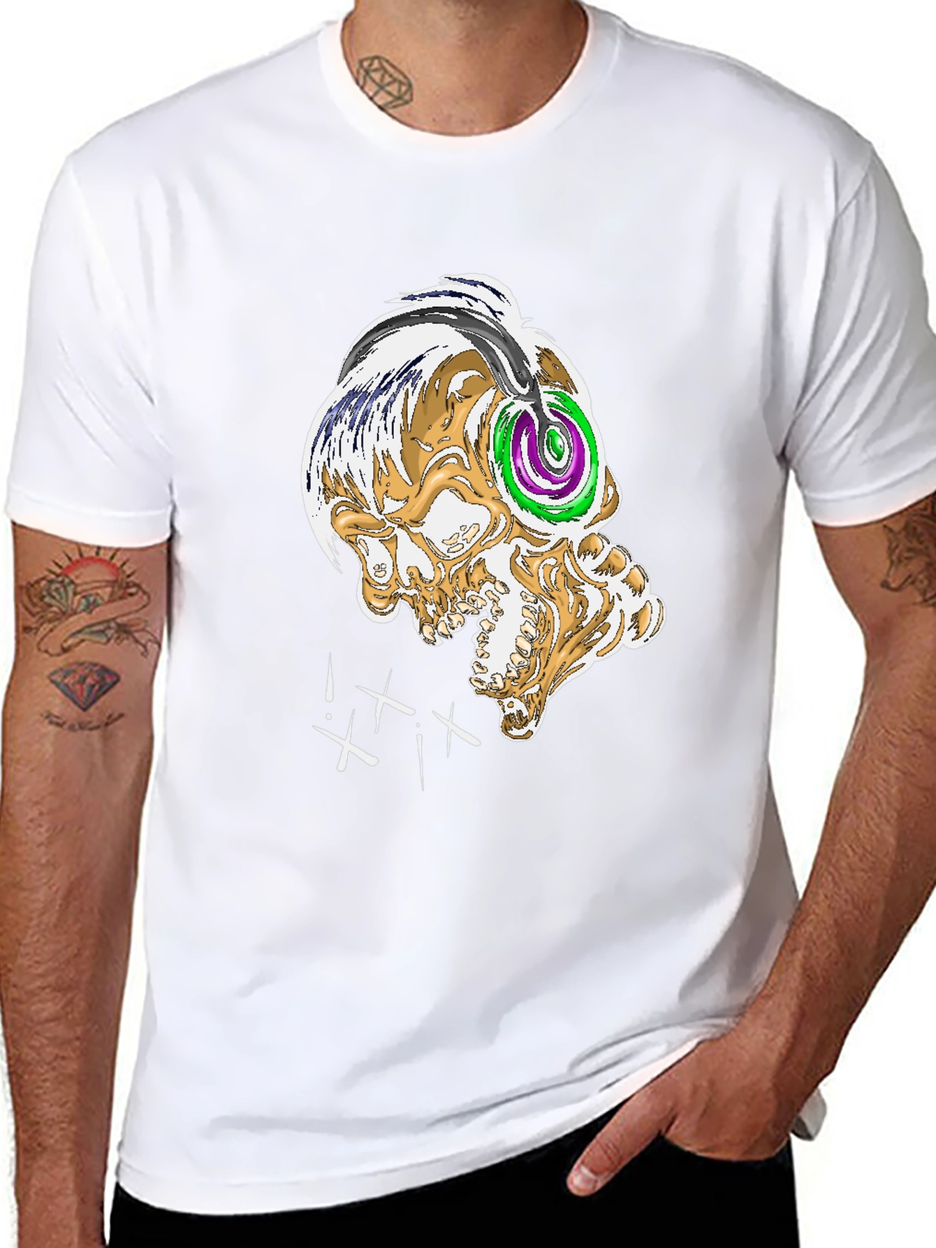Skull Graphic Tee - Black Crew Neck