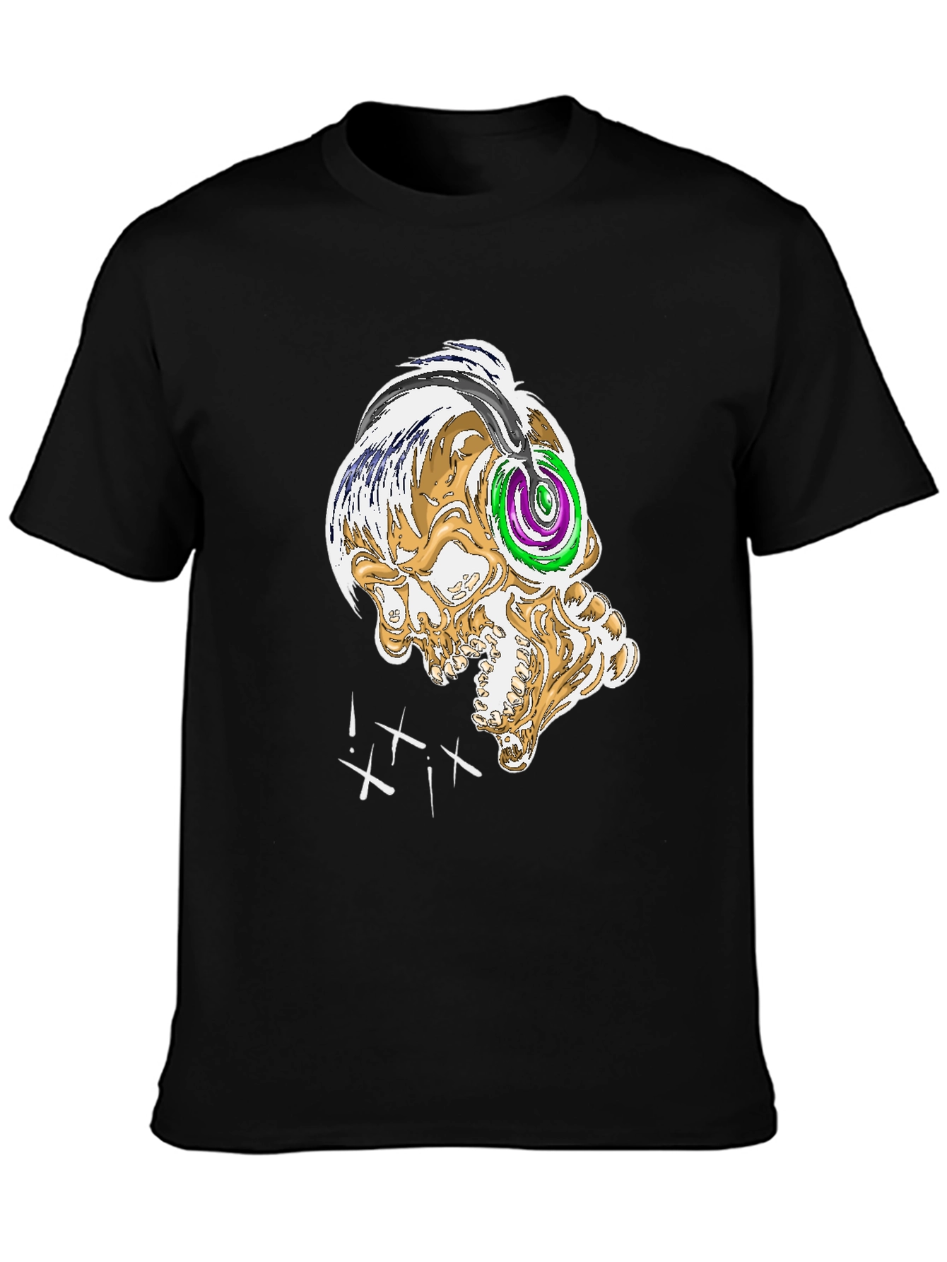 Skull Graphic Tee - Black Crew Neck