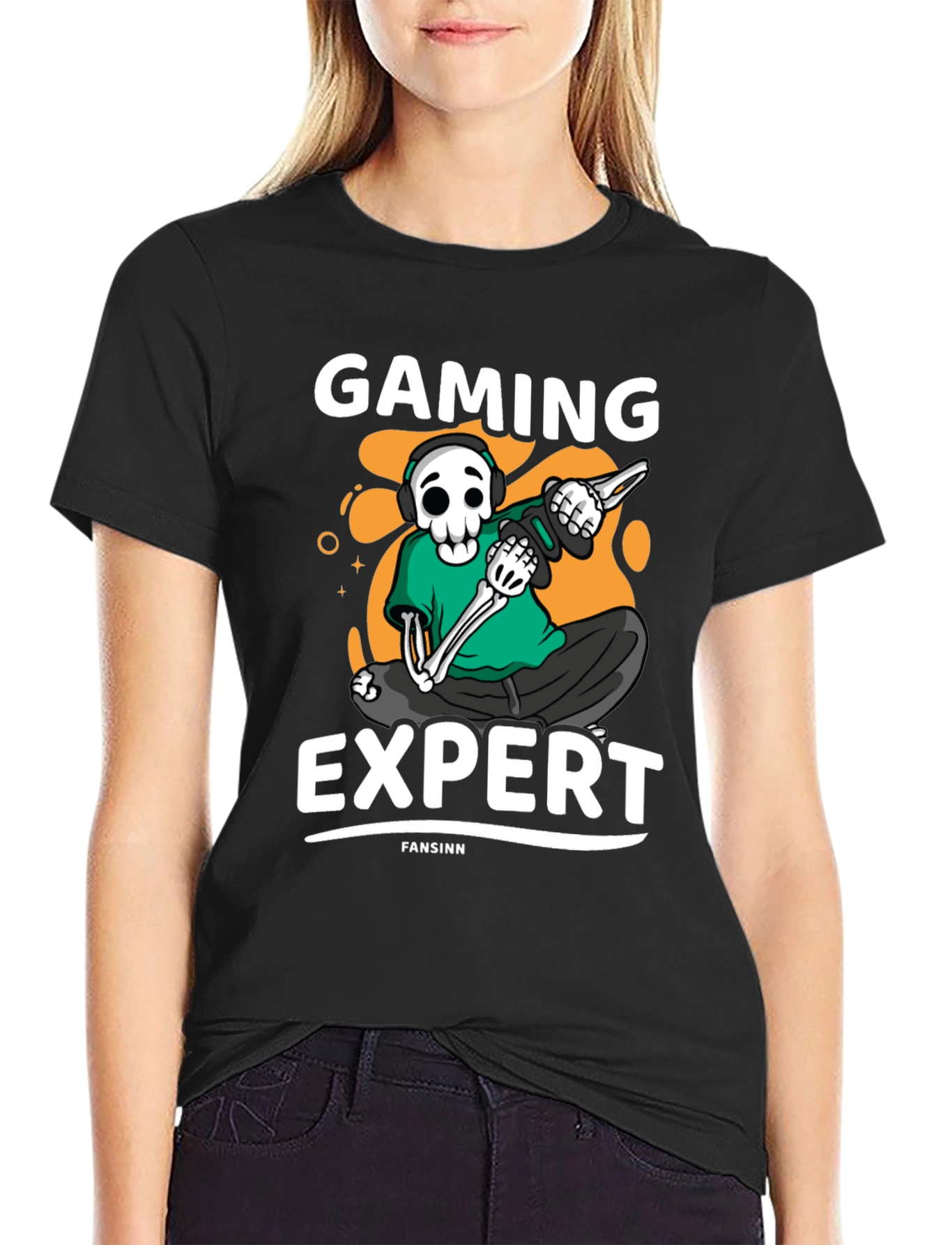 Gaming Expert Skeleton Graphic Tee - Black
