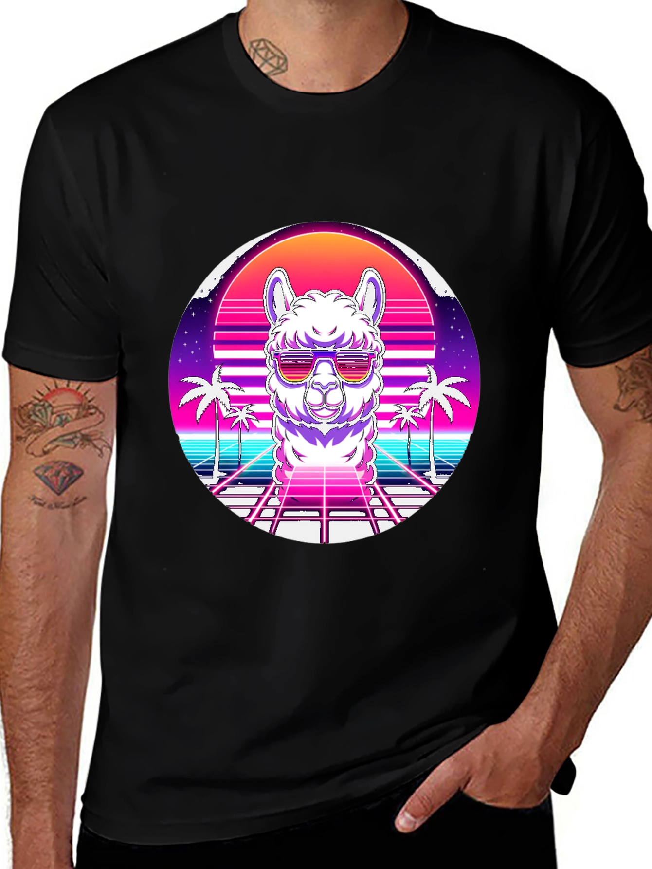Retro Alpaca Graphic Tee - Cool & Unique Design