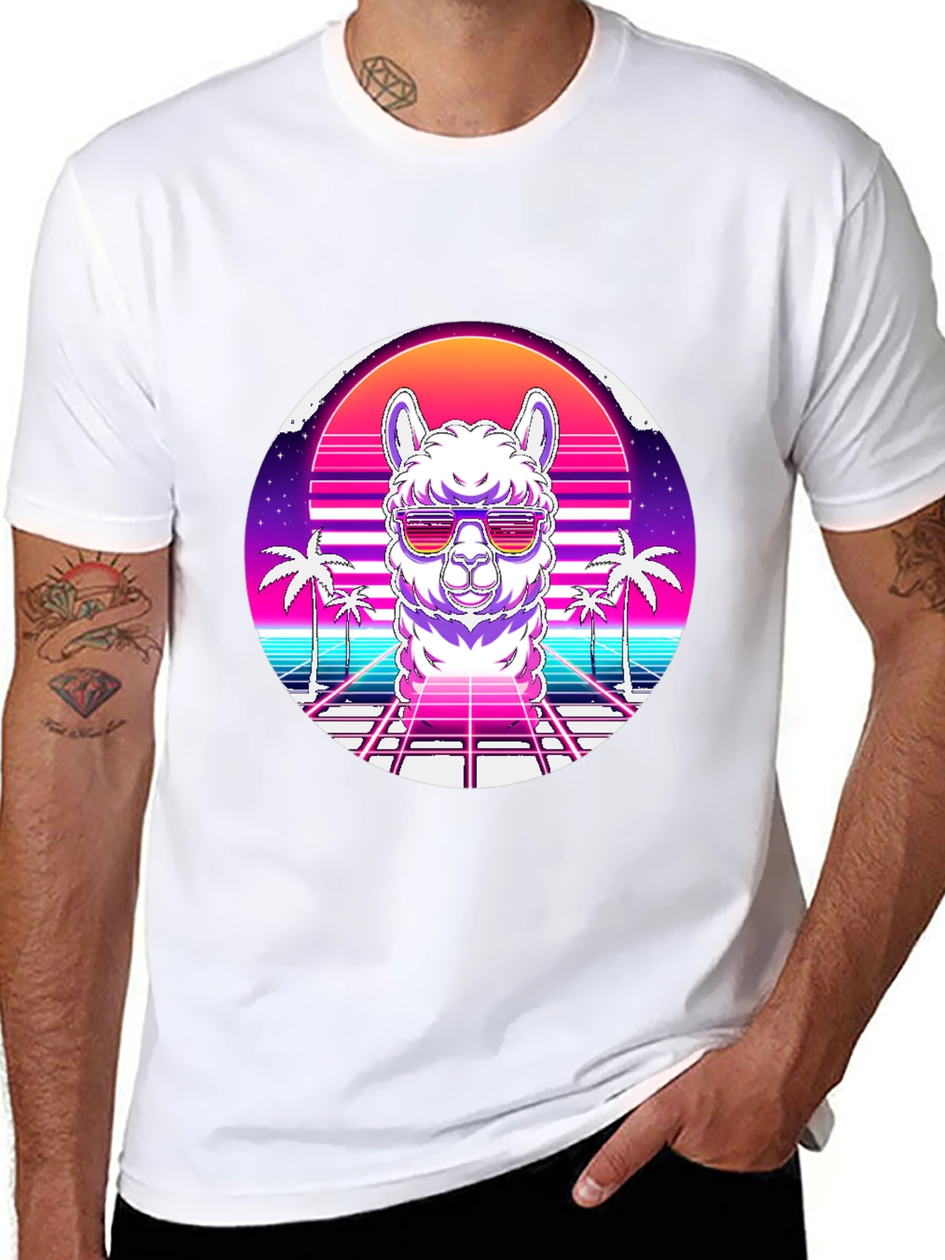 Retro Alpaca Graphic Tee - Cool & Unique Design