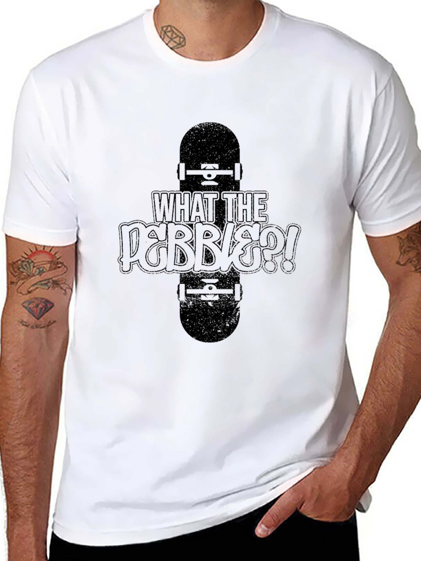 Skateboarding T-Shirt - What The Pebbles?! Streetwear Tee