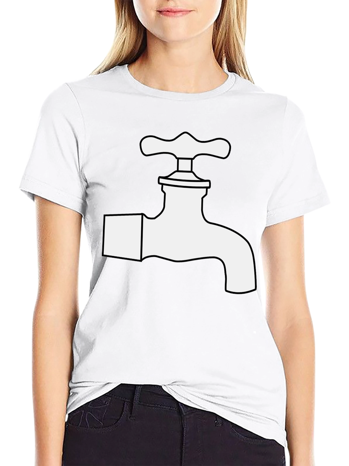 Faucet Graphic Tee - Black Cotton Blend T-Shirt