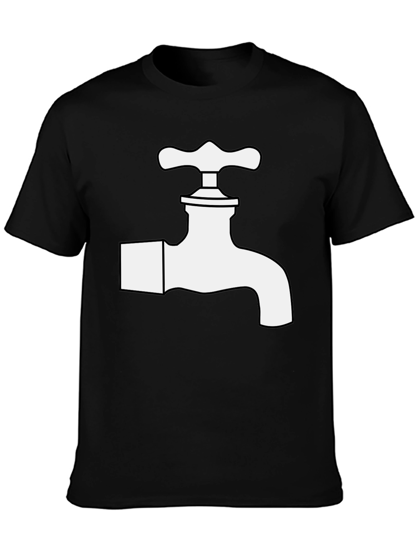 Faucet Graphic Tee - Black Cotton Blend T-Shirt