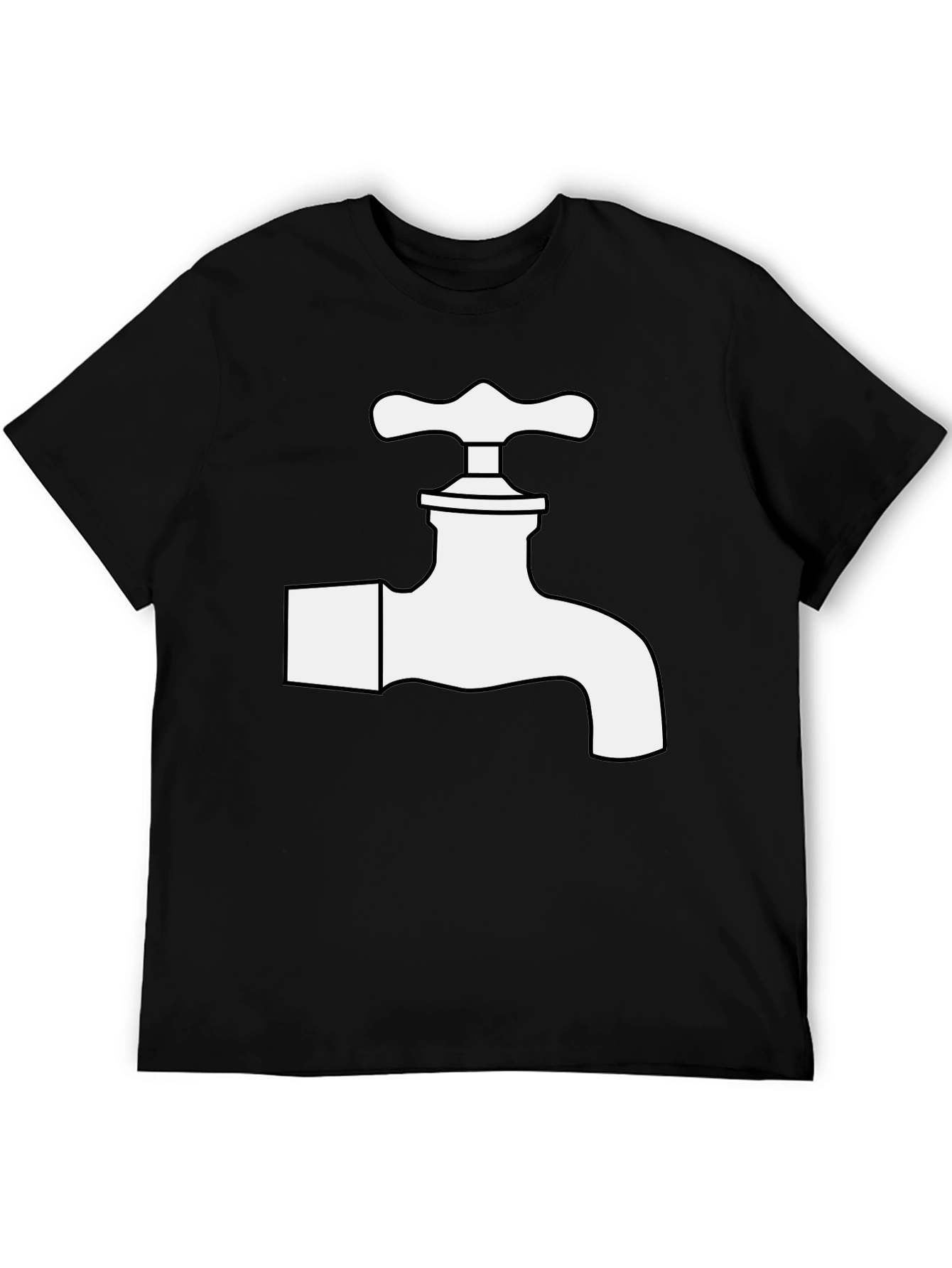 Faucet Graphic Tee - Black Cotton Blend T-Shirt