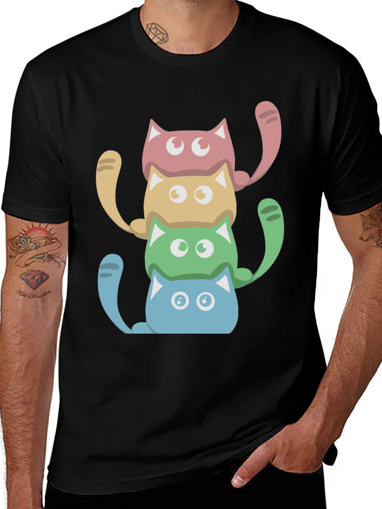Stacked Cats Graphic Tee - Fun & Unique Design