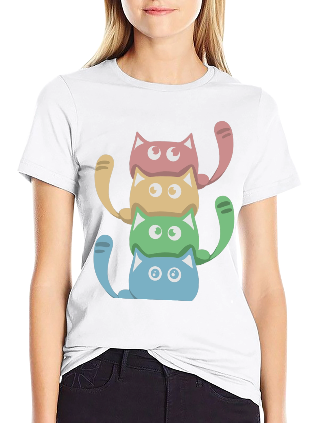 Stacked Cats Graphic Tee - Fun & Unique Design