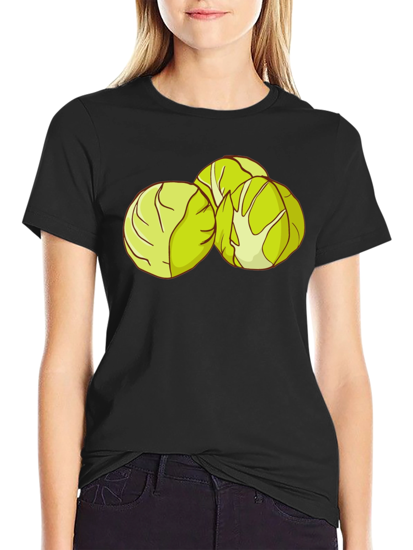 Brussels Sprouts Graphic Tee - Black Cotton T-Shirt