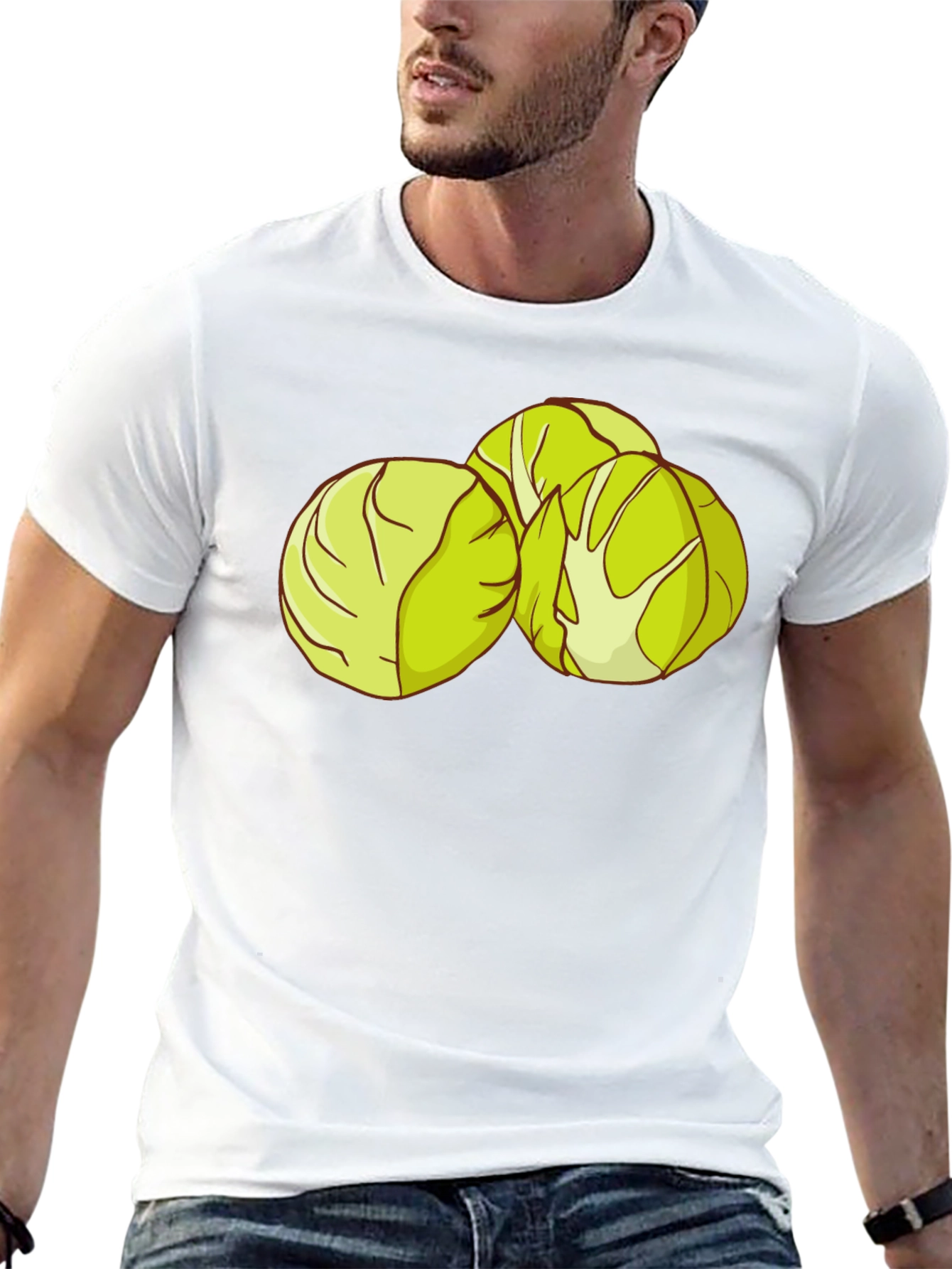 Brussels Sprouts Graphic Tee - Black Cotton T-Shirt