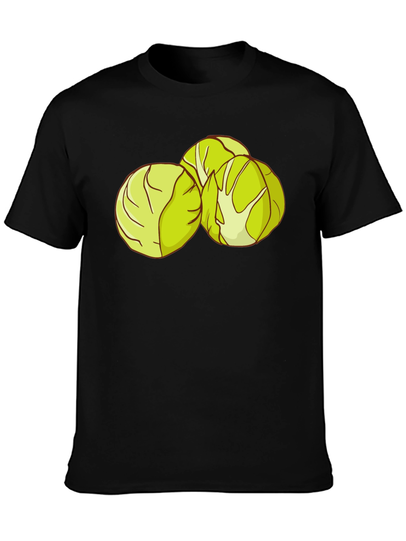 Brussels Sprouts Graphic Tee - Black Cotton T-Shirt