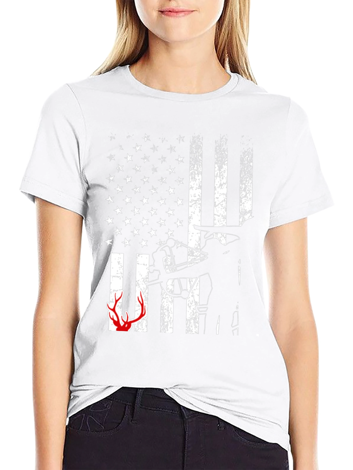 American Flag Bow Hunter T-Shirt - Deer Hunting Tee