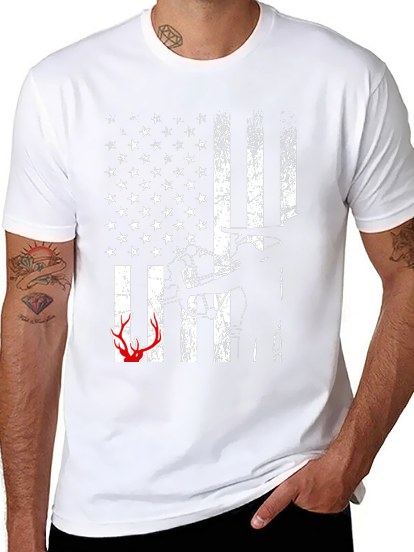 American Flag Bow Hunter T-Shirt - Deer Hunting Tee