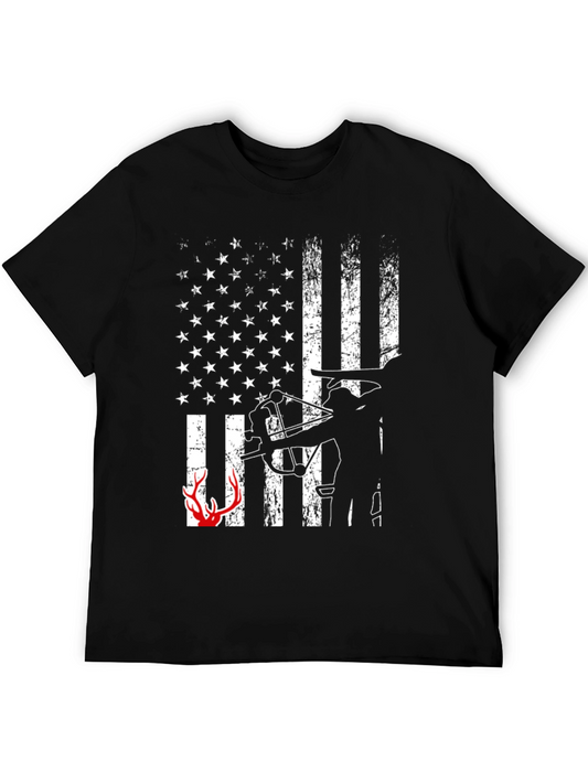 American Flag Bow Hunter T-Shirt - Deer Hunting Tee