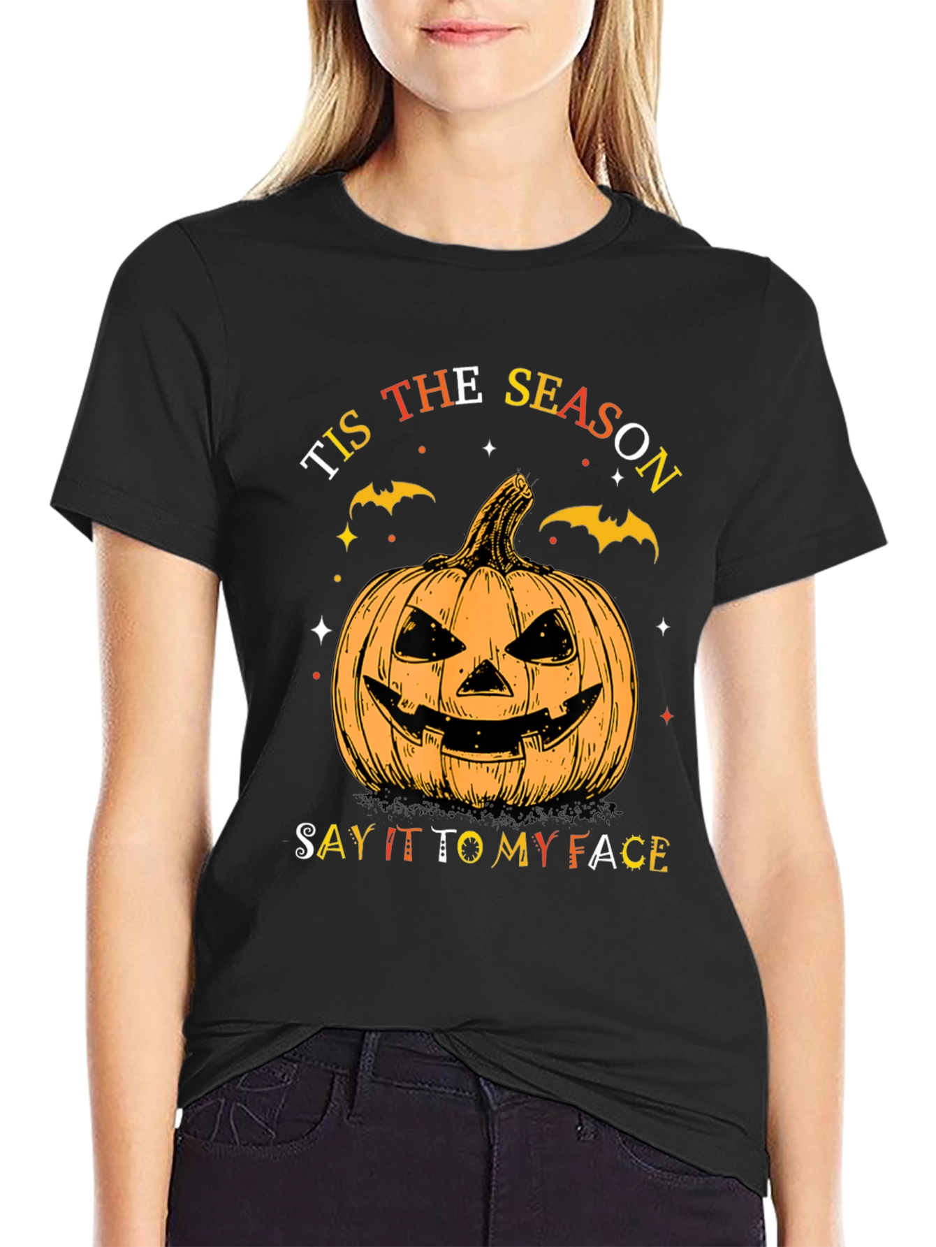 Tis The Season Halloween Pumpkin Face T-Shirt