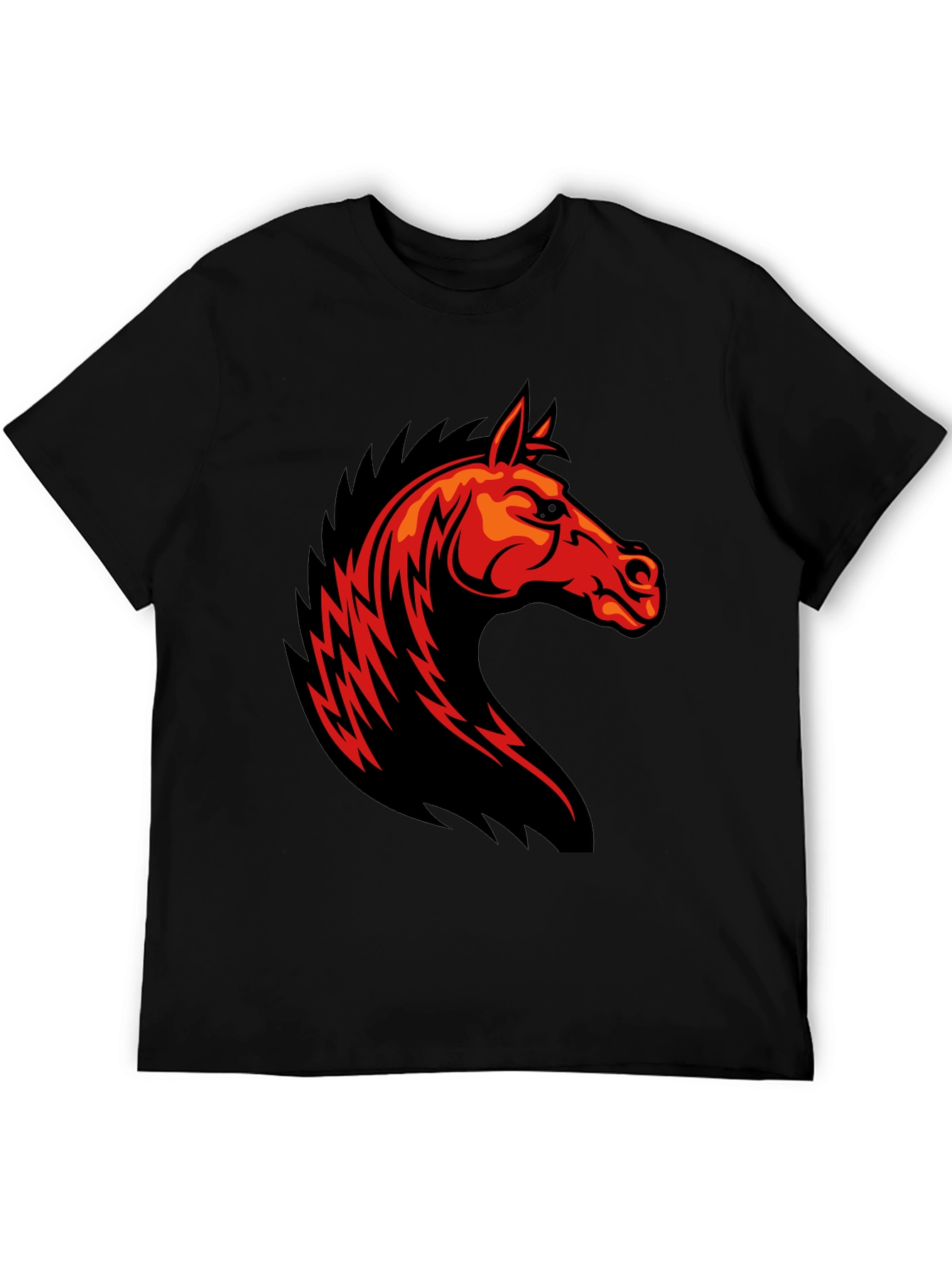 Fiery Horse Graphic T-Shirt - Black
