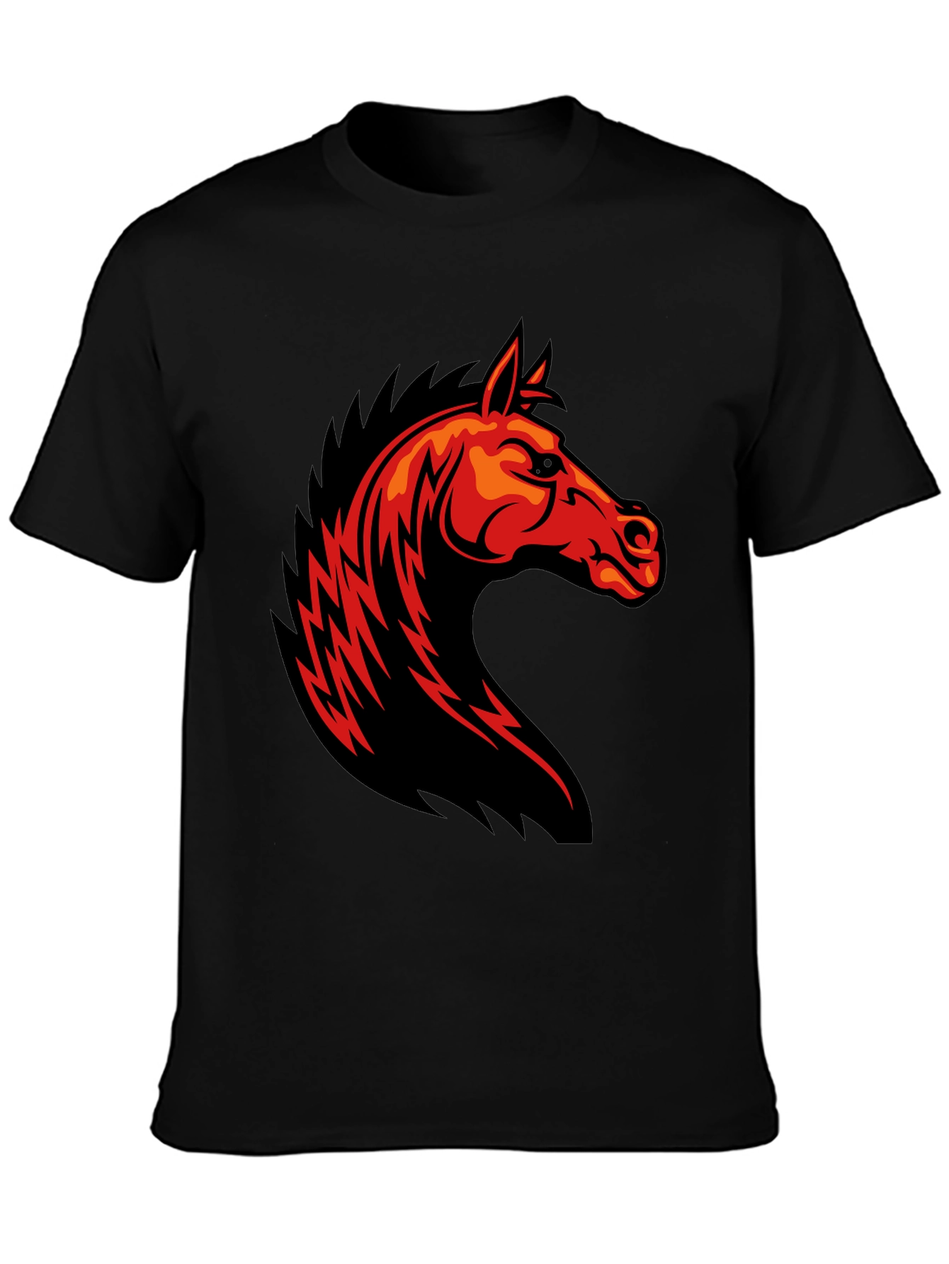 Fiery Horse Graphic T-Shirt - Black