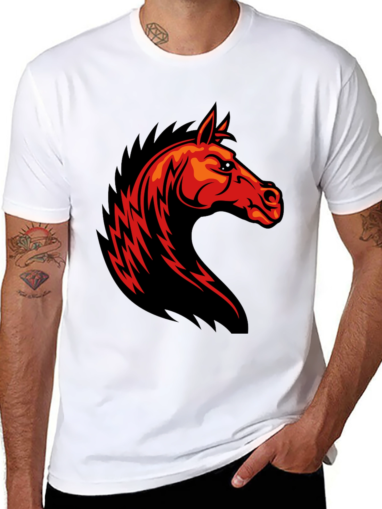 Fiery Horse Graphic T-Shirt - Black
