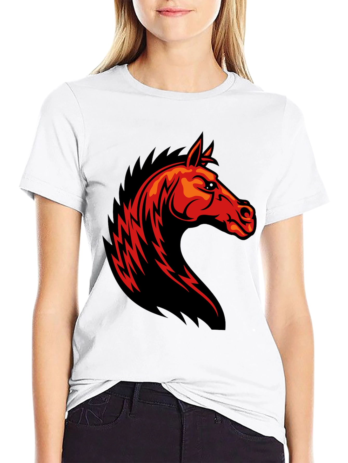 Fiery Horse Graphic T-Shirt - Black