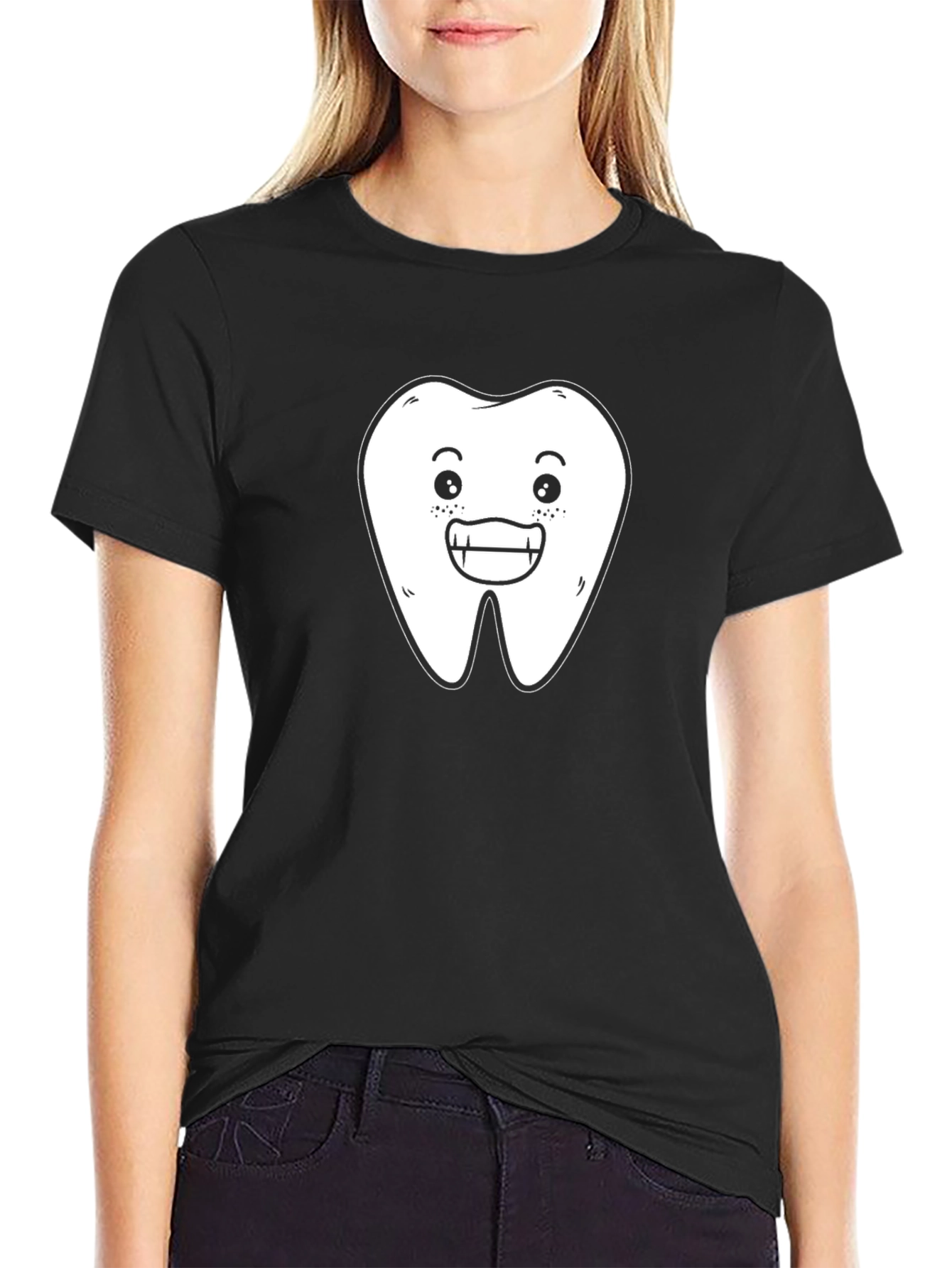Funny Tooth Graphic T-Shirt - Black Cotton Tee