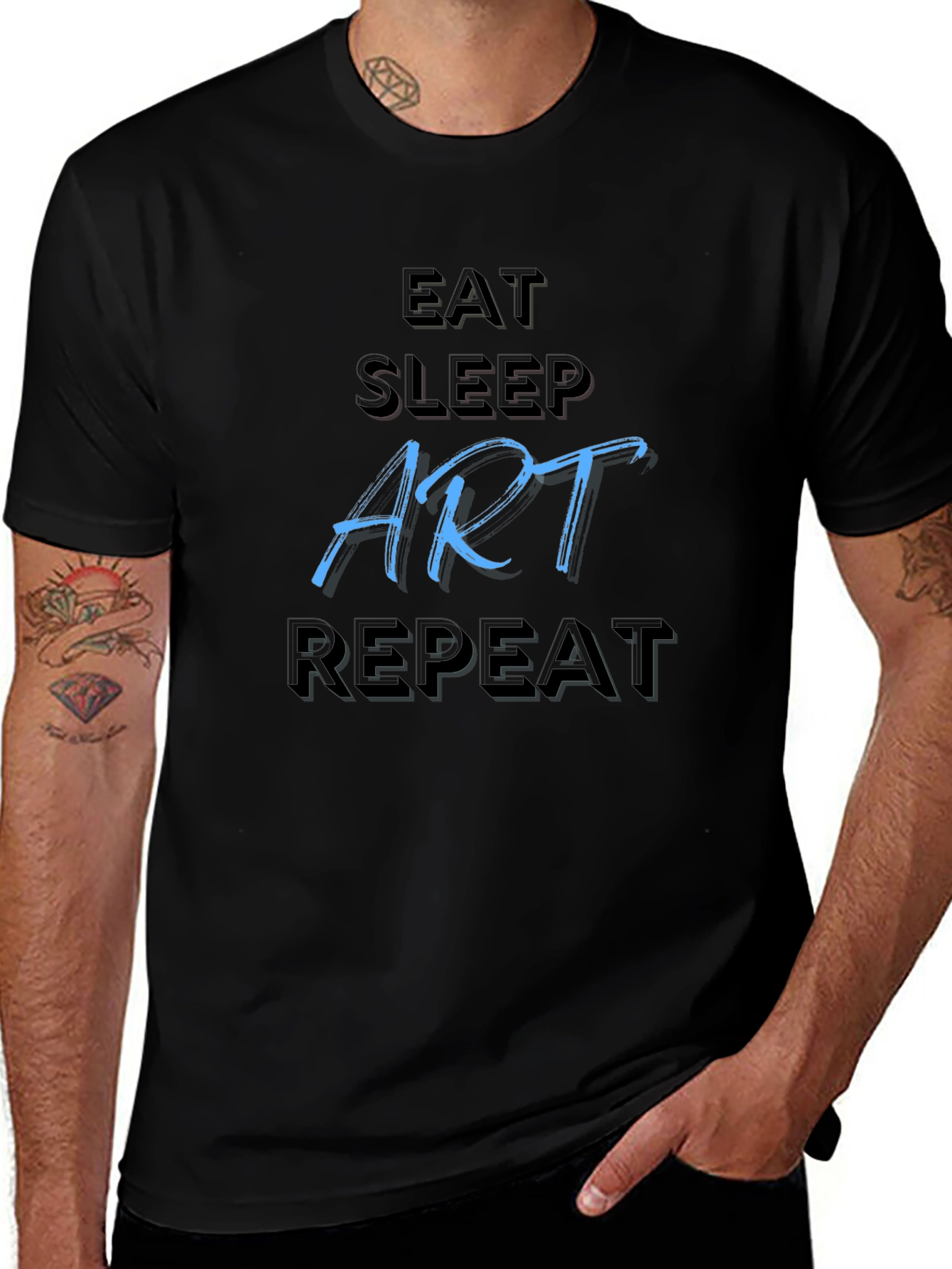 Eat Sleep Art Repeat Black T-Shirt