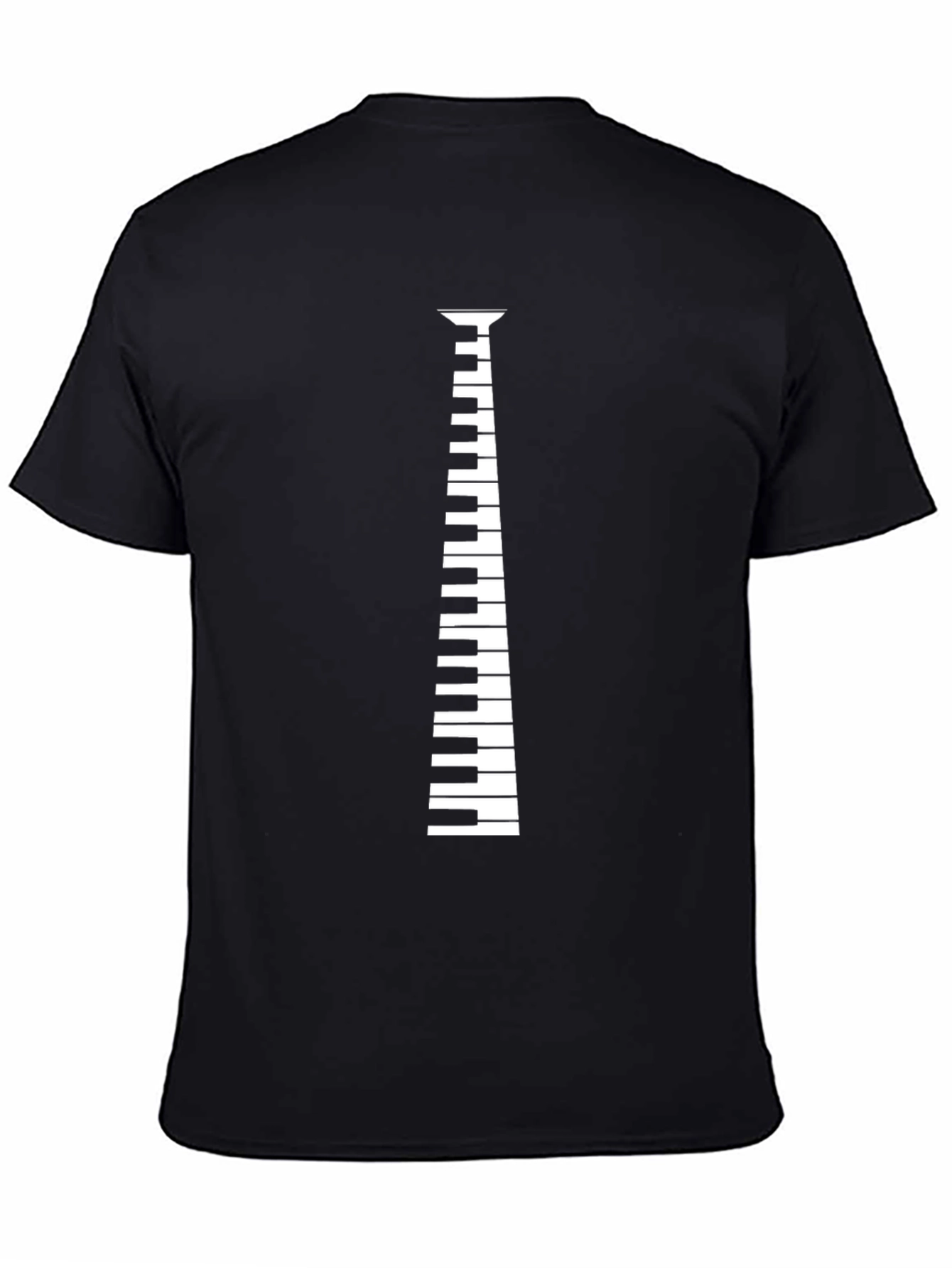 Piano Keys Necktie Design Black T-Shirt
