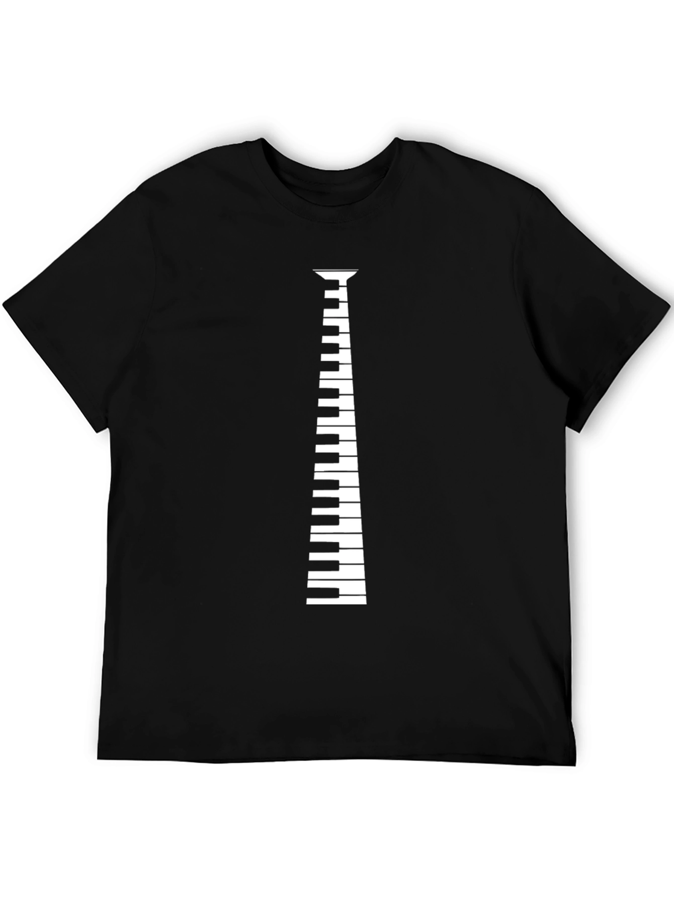 Piano Keys Necktie Design Black T-Shirt