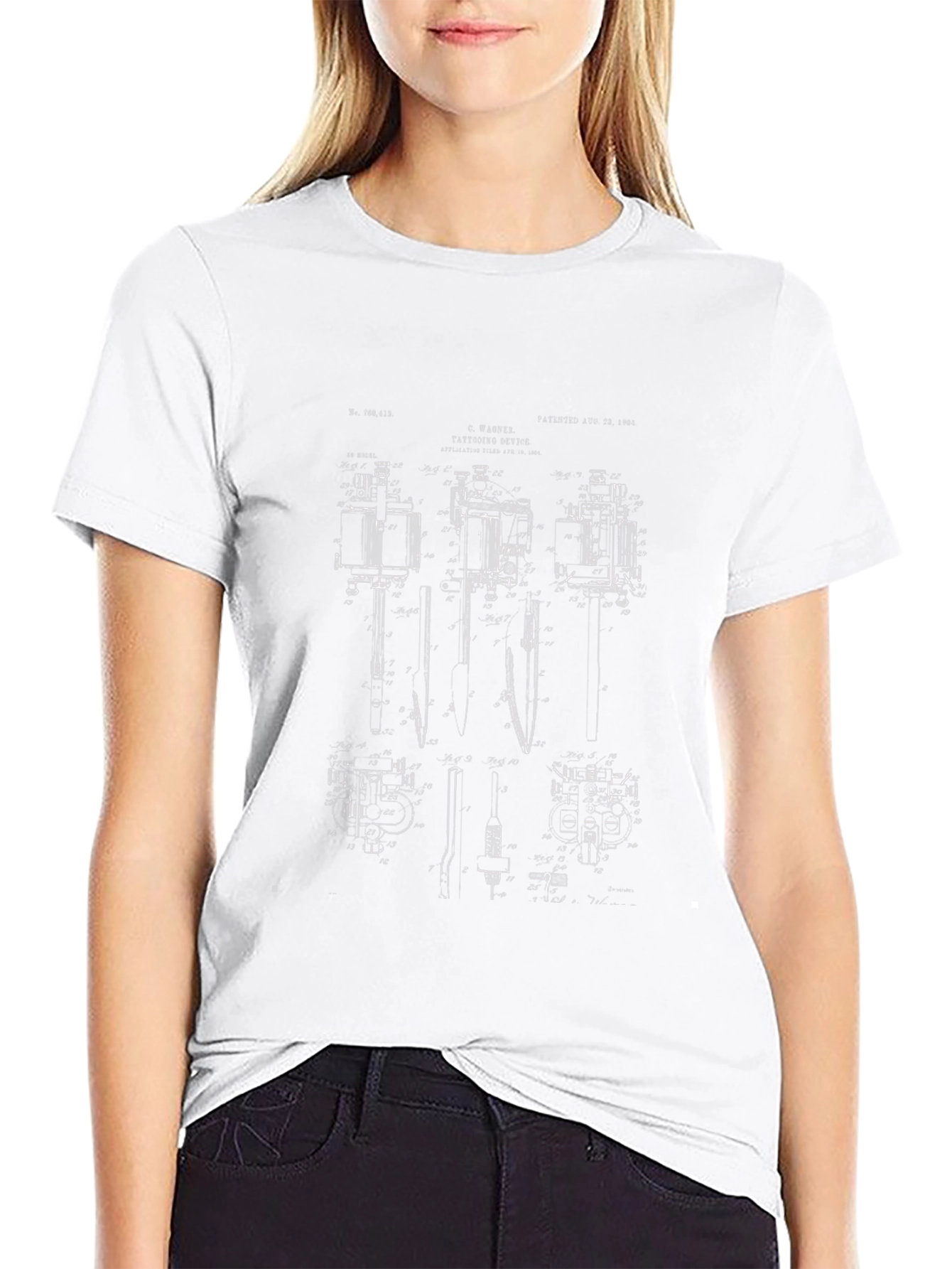 Abstract Blueprint Graphic Black T-Shirt