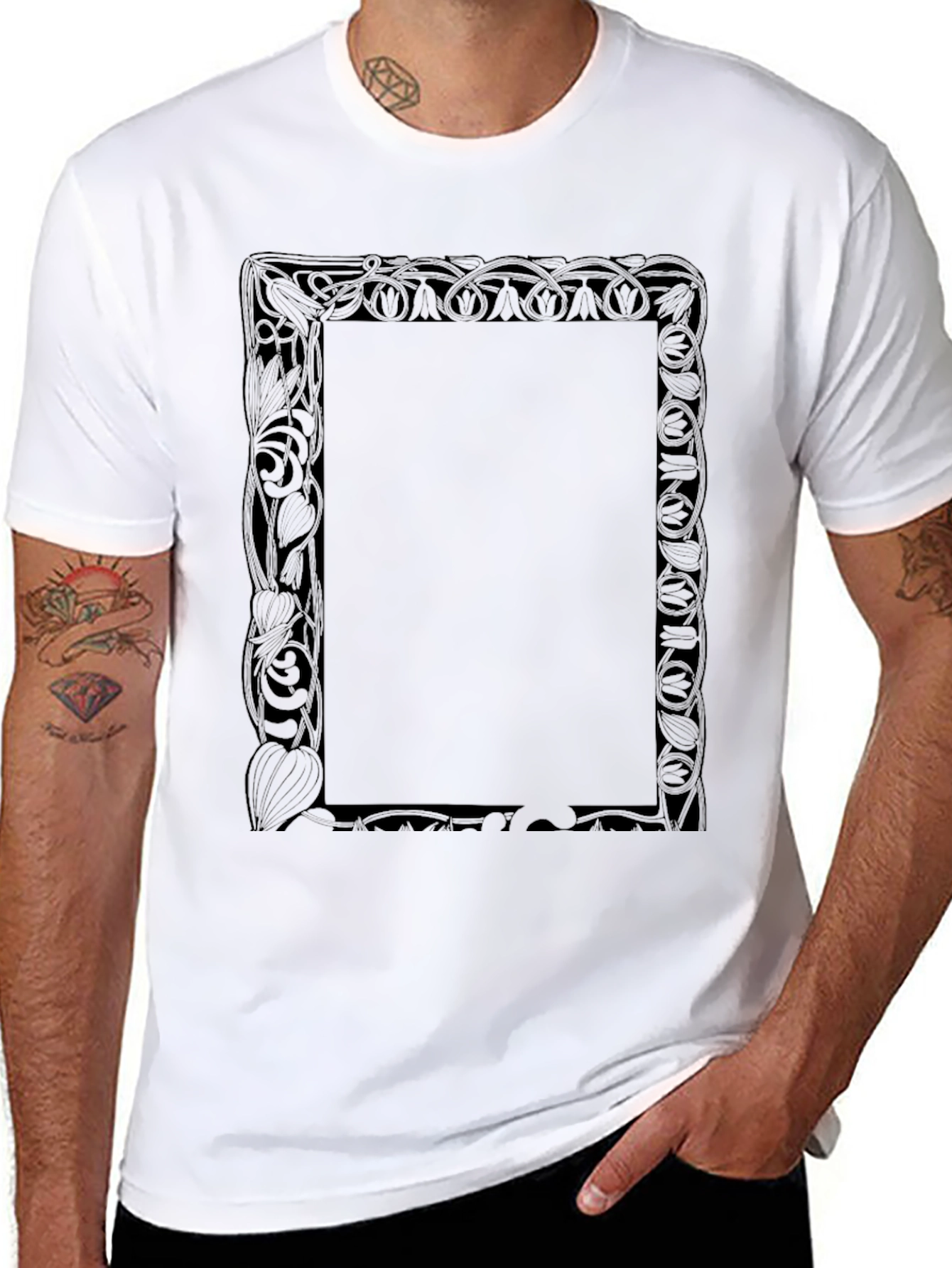 Modern Art Nouveau Black Graphic Tee
