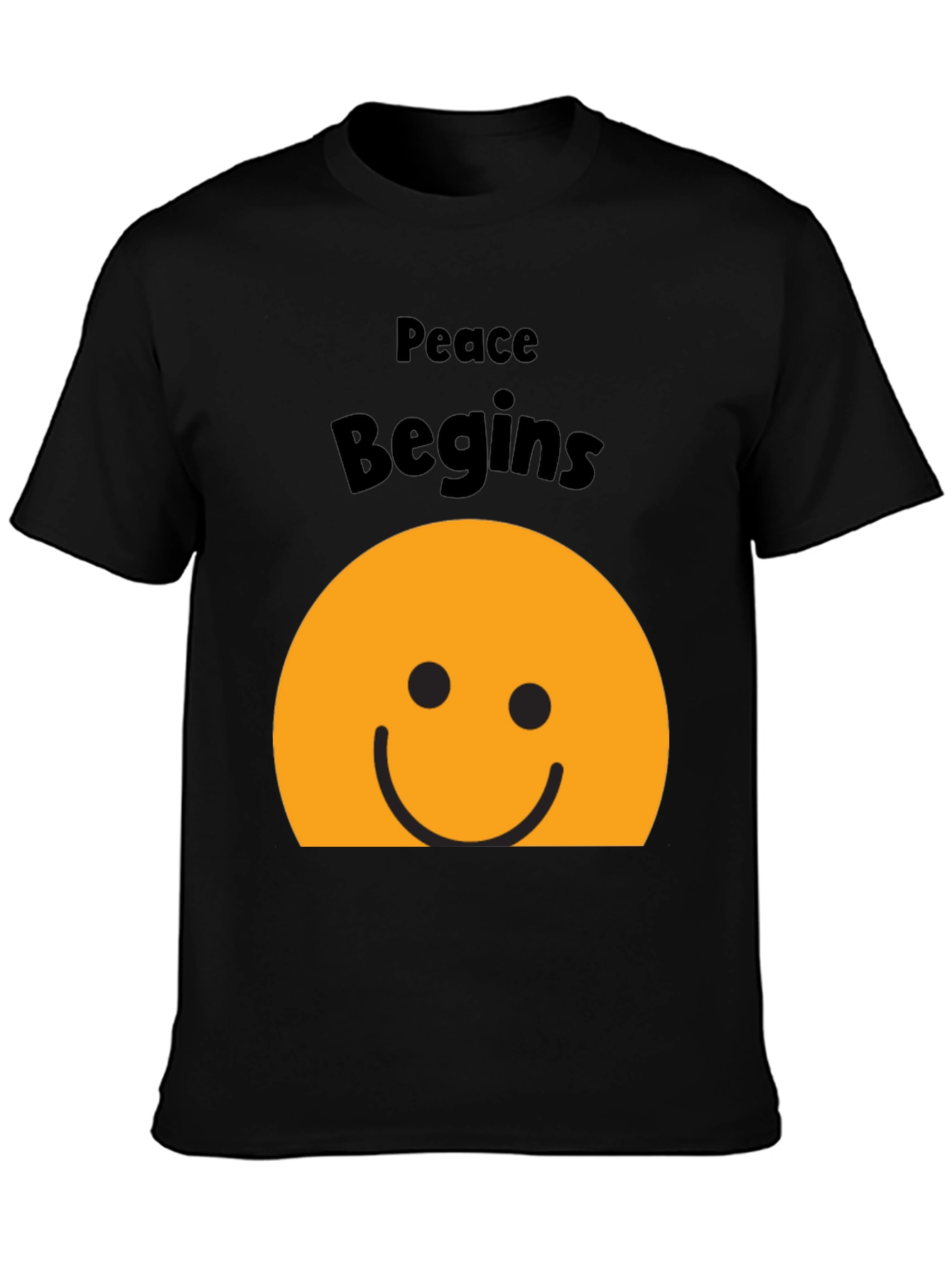 Peace Begins Smiley Face T-Shirt - Black