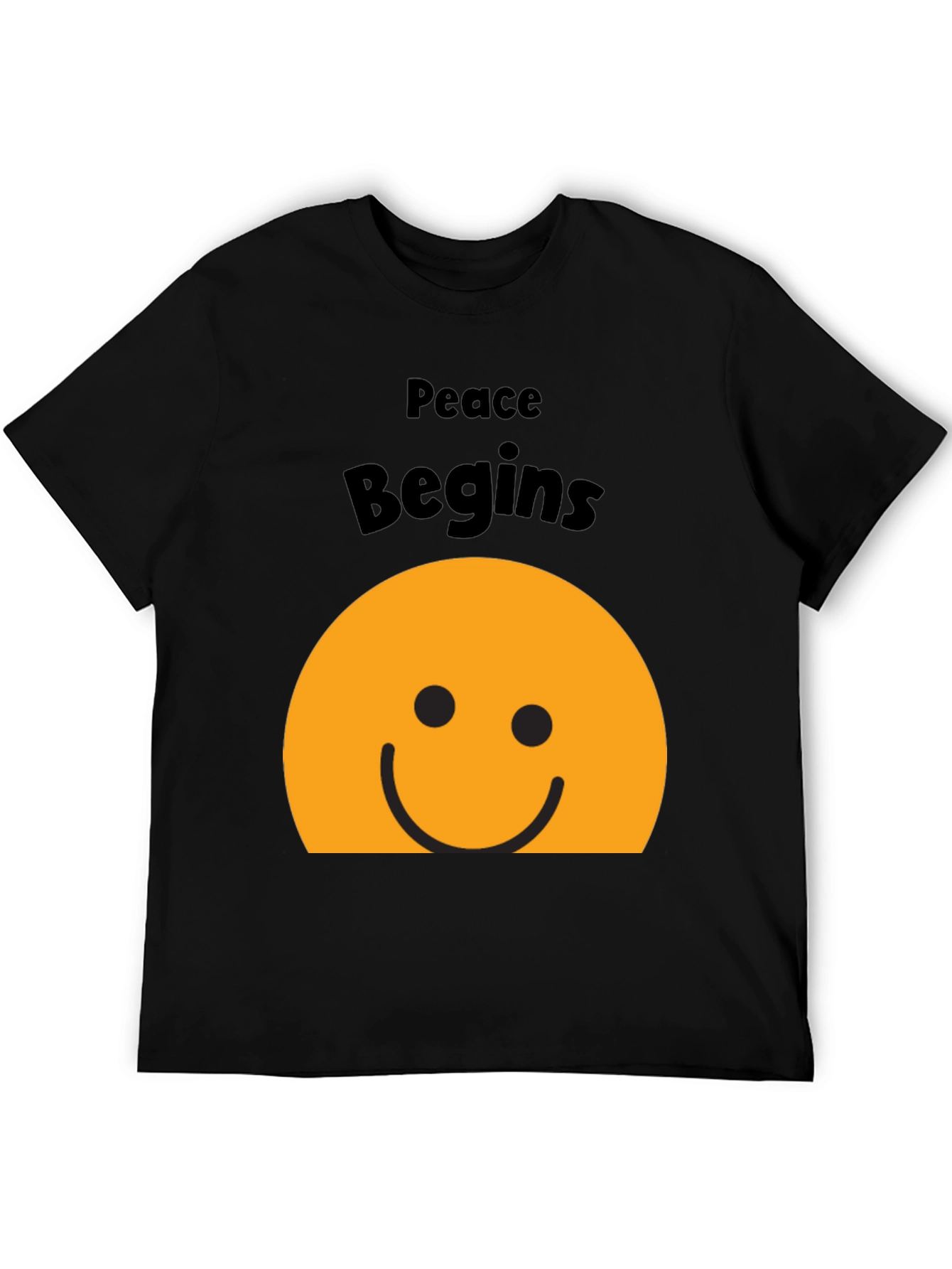 Peace Begins Smiley Face T-Shirt - Black