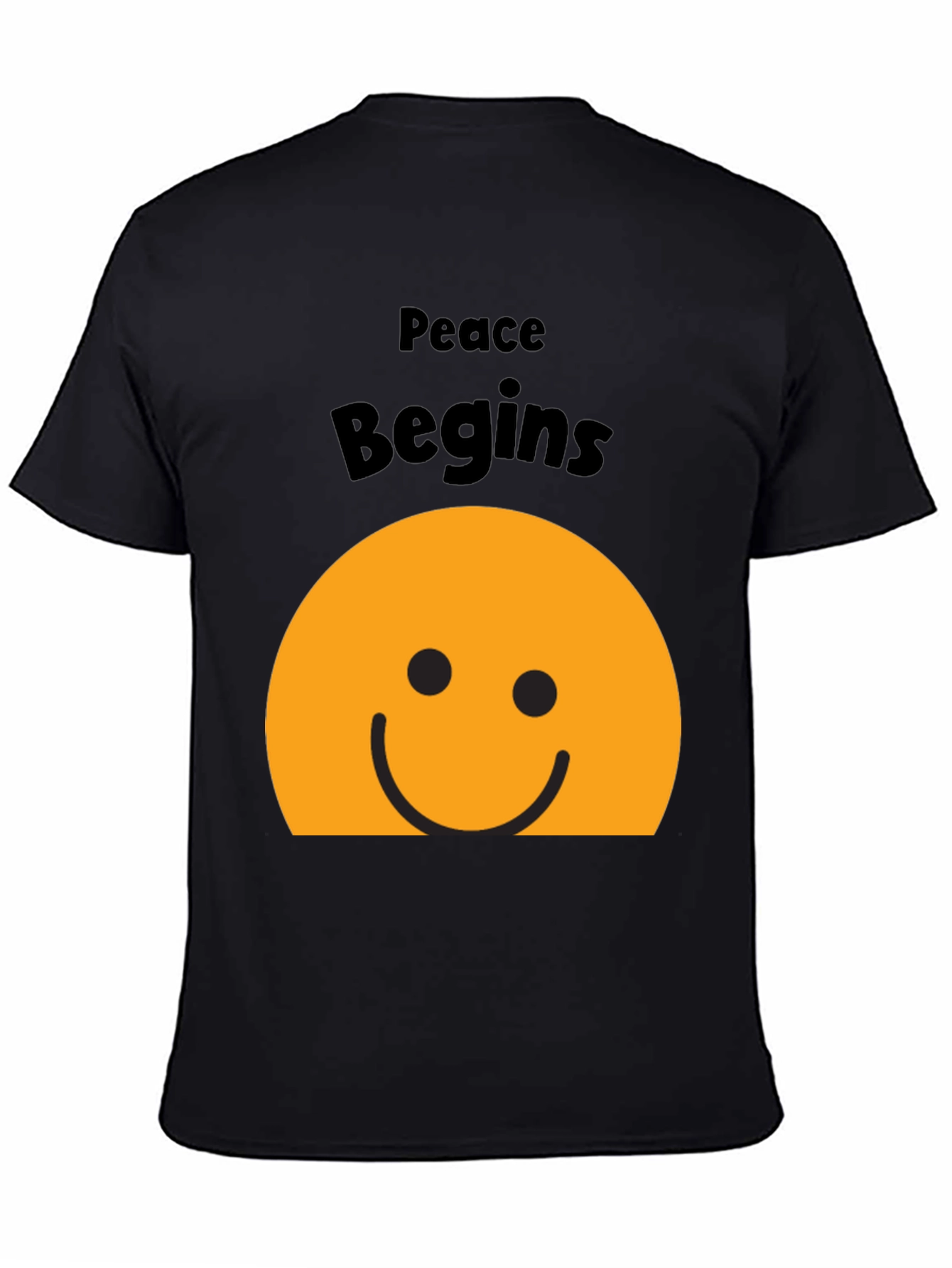 Peace Begins Smiley Face T-Shirt - Black