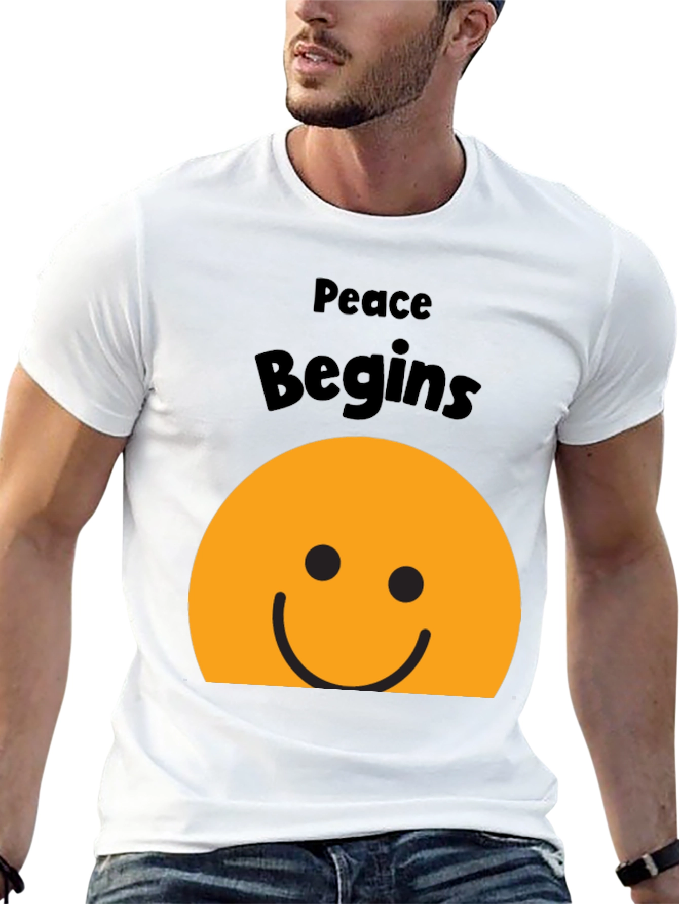 Peace Begins Smiley Face T-Shirt - Black