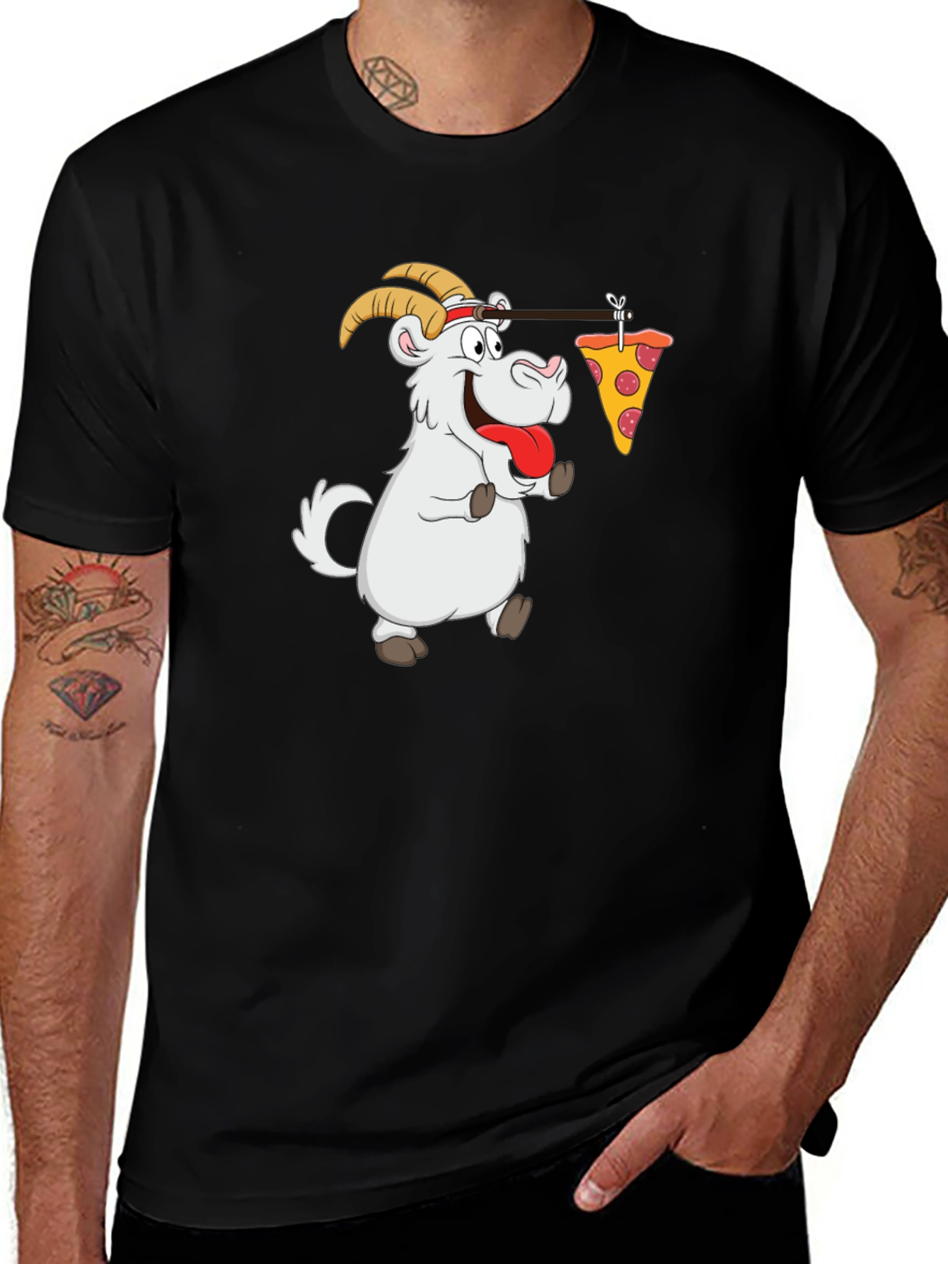 Goat Pizza T-Shirt - Funny Graphic Tee